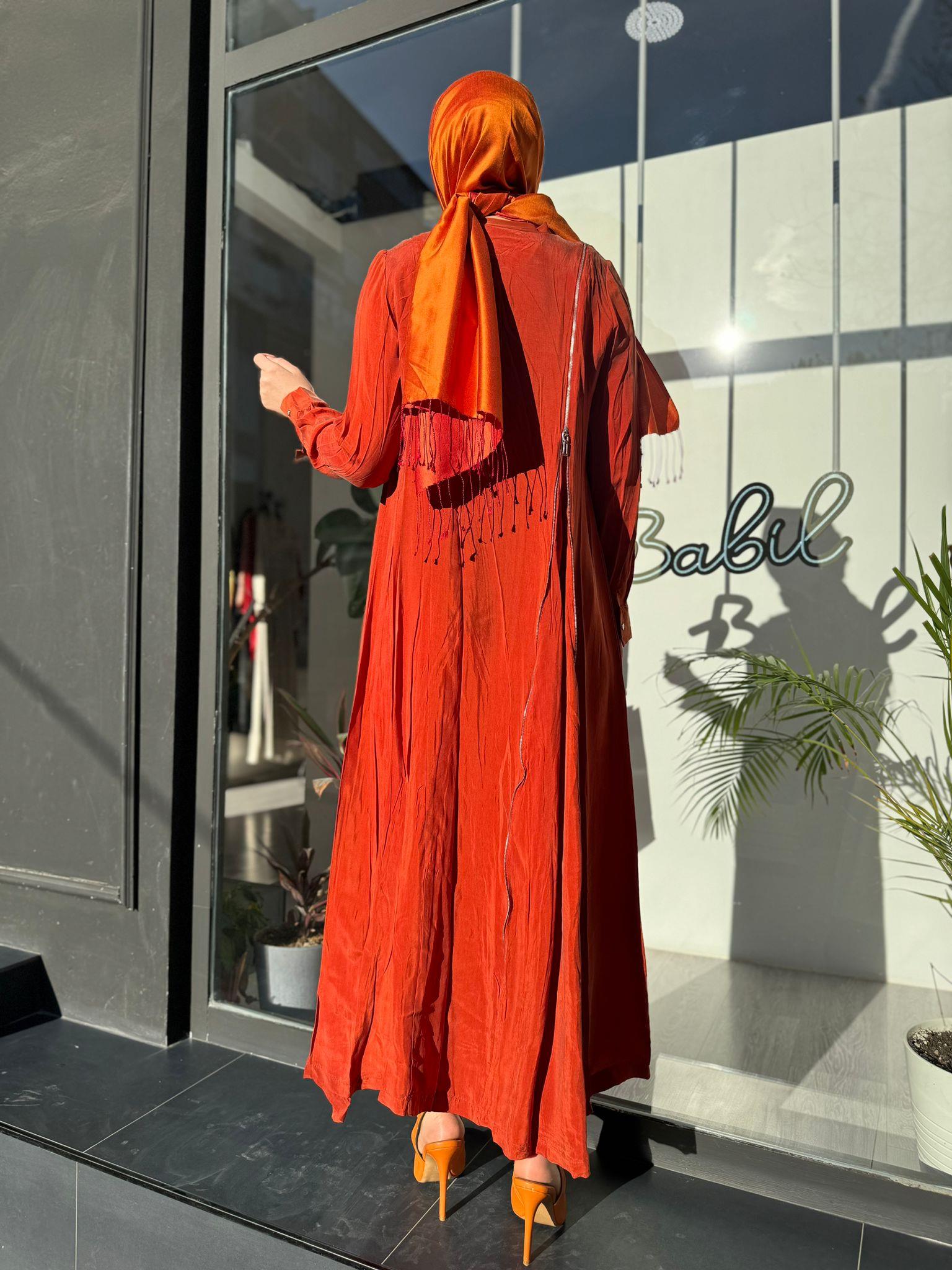 Misswhence Fermuar Detaylı Elbise Oranj 35800