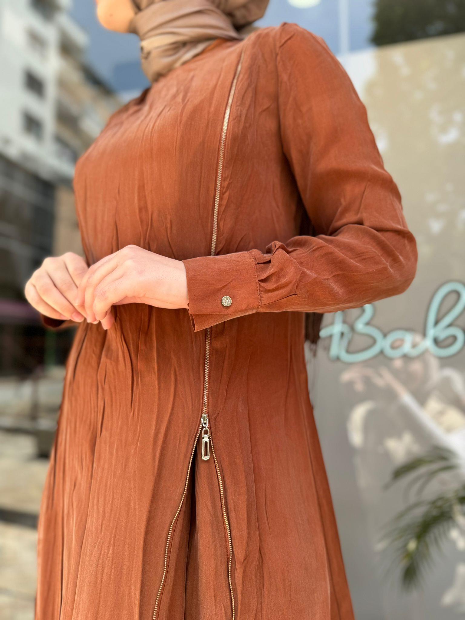 Misswhence Fermuar Detaylı Elbise Taba 35800