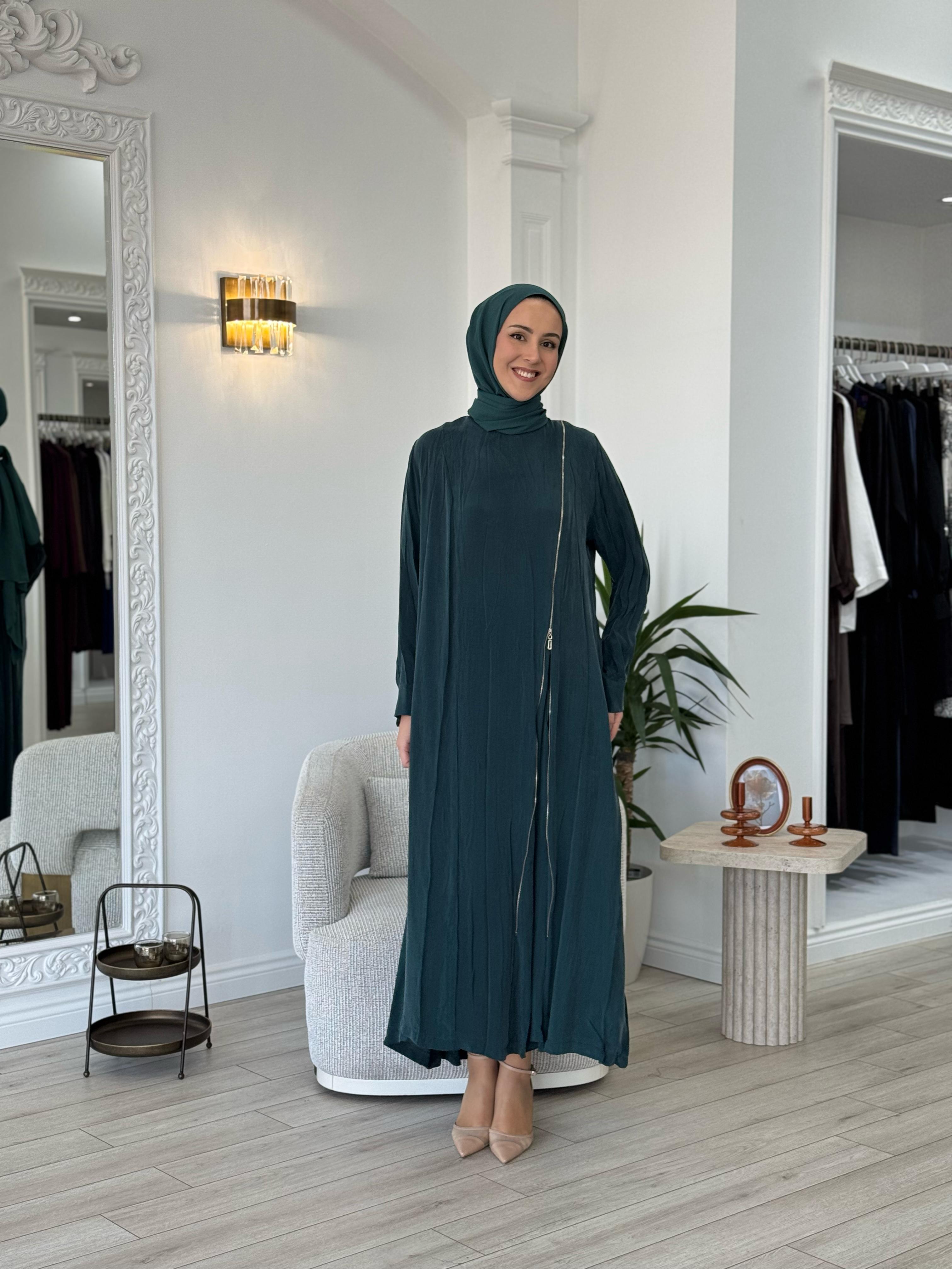 Misswhence Fermuar Detaylı Elbise Yeşil 35800