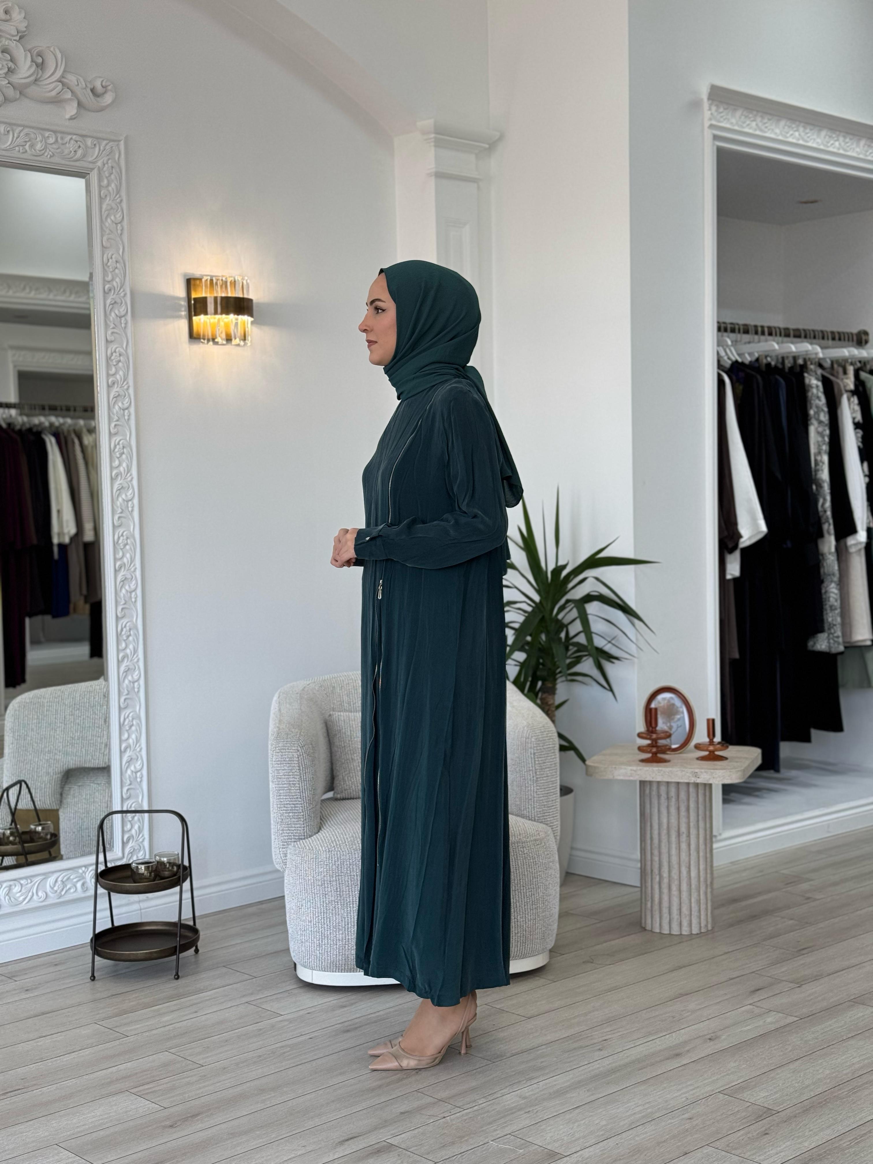 Misswhence Fermuar Detaylı Elbise Yeşil 35800