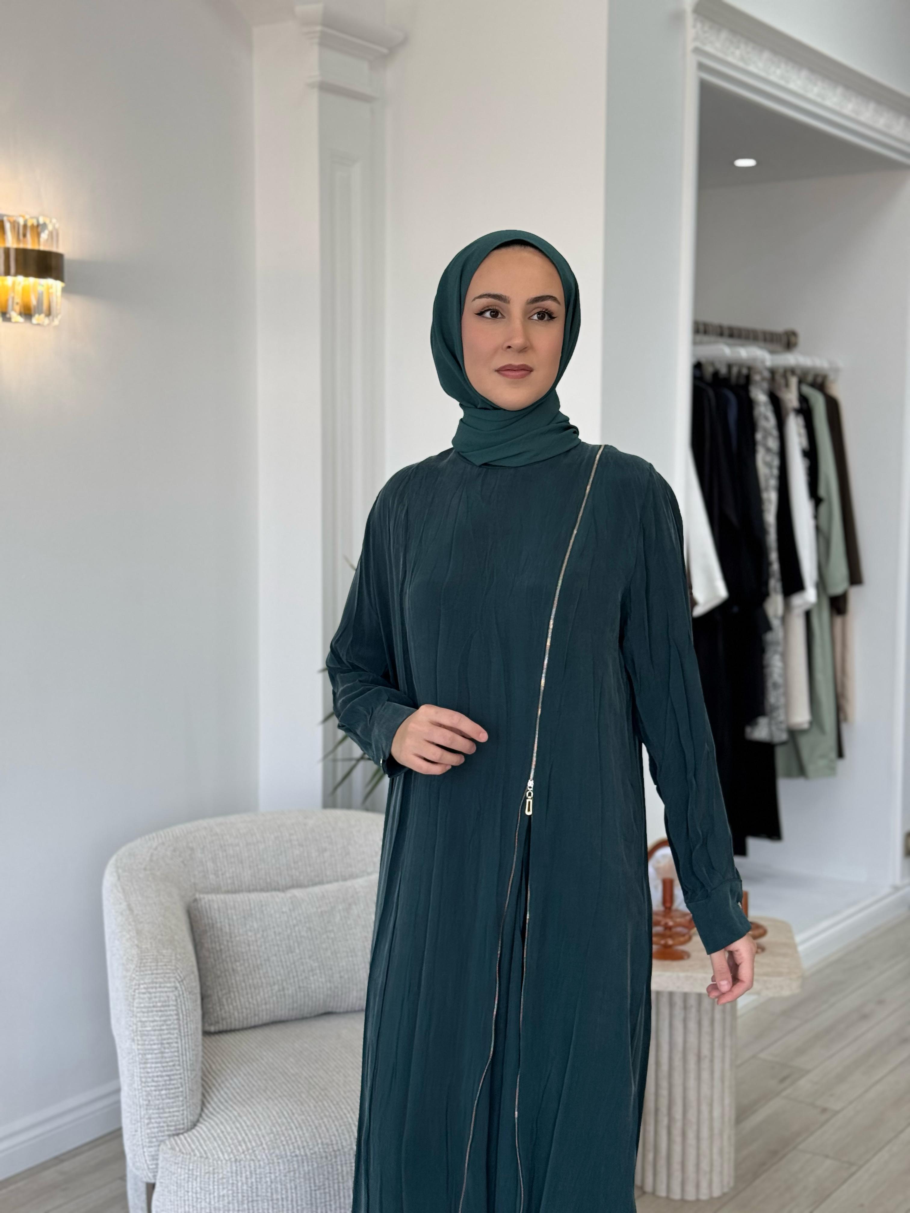 Misswhence Fermuar Detaylı Elbise Yeşil 35800