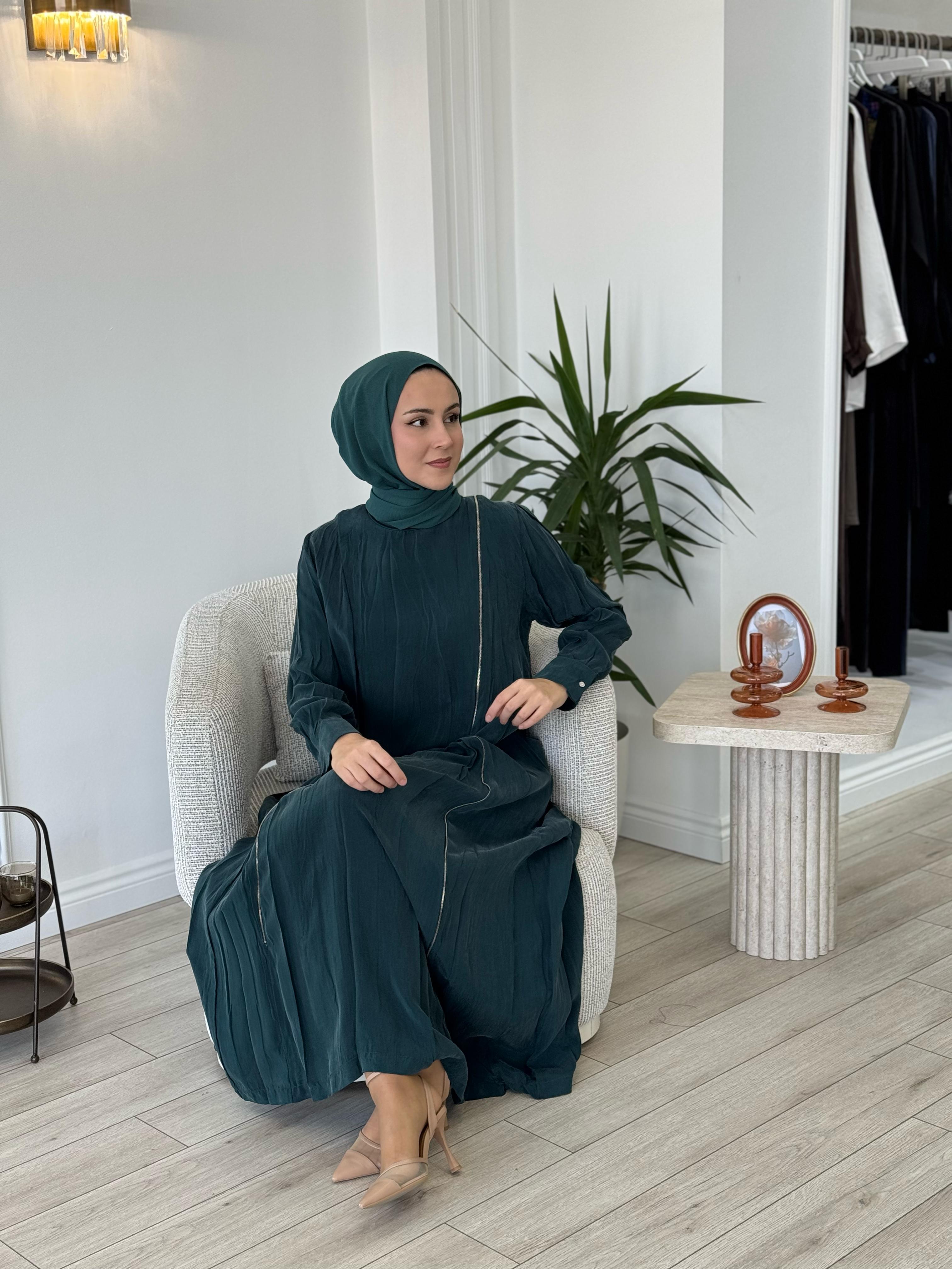 Misswhence Fermuar Detaylı Elbise Yeşil 35800