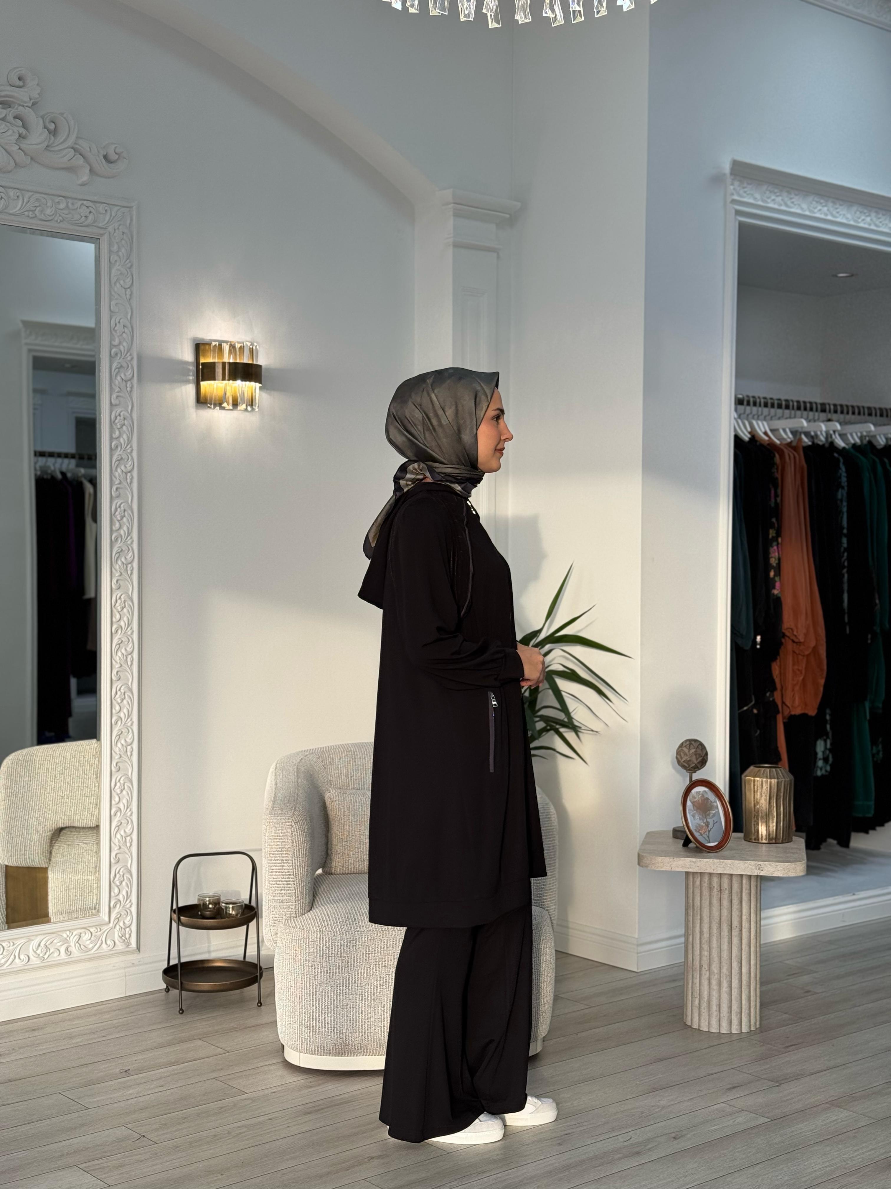 Misswhence Fermuar Detaylı Kap Siyah 37415
