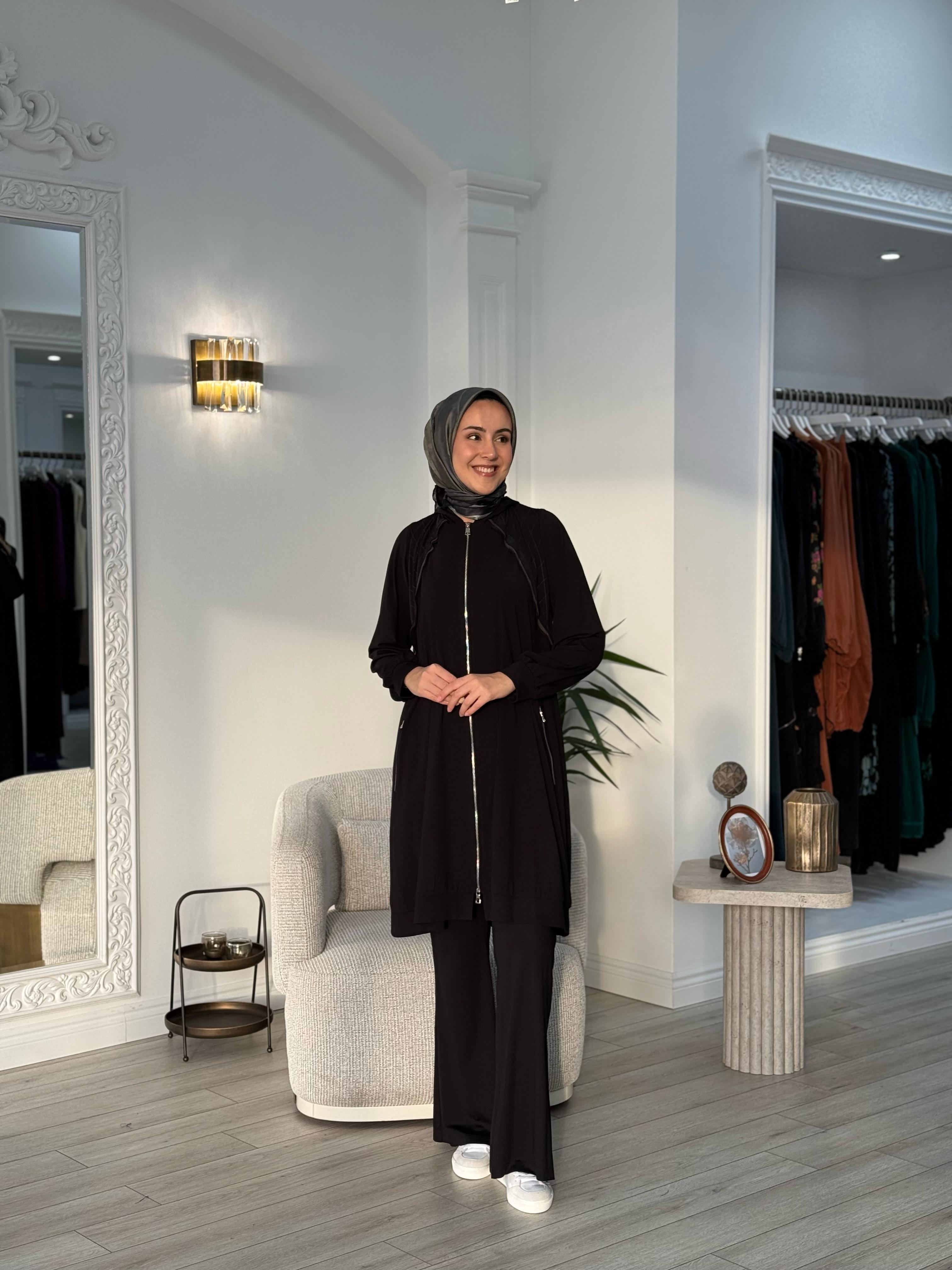 Misswhence Fermuar Detaylı Kap Siyah 37415