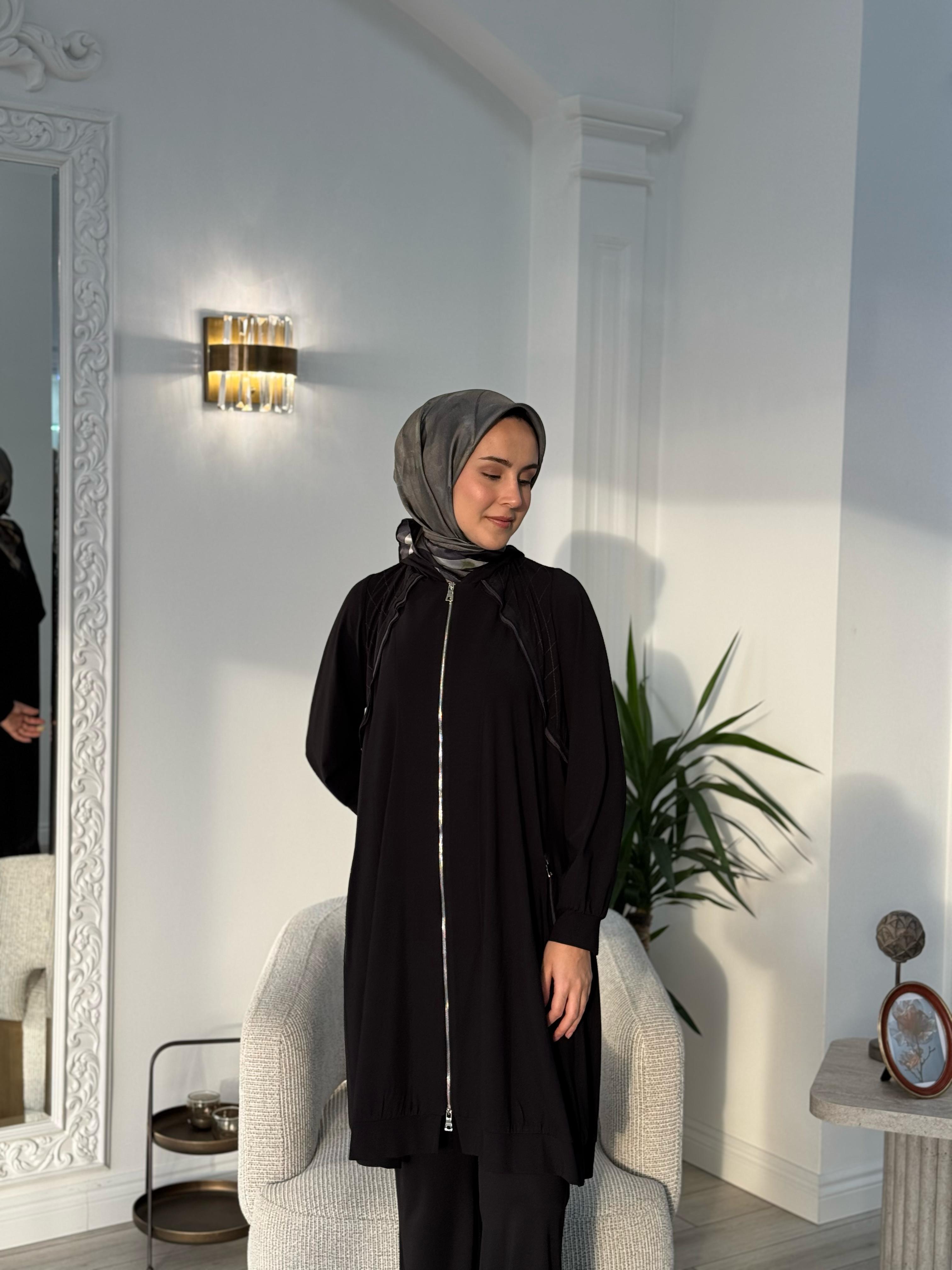 Misswhence Fermuar Detaylı Kap Siyah 37415