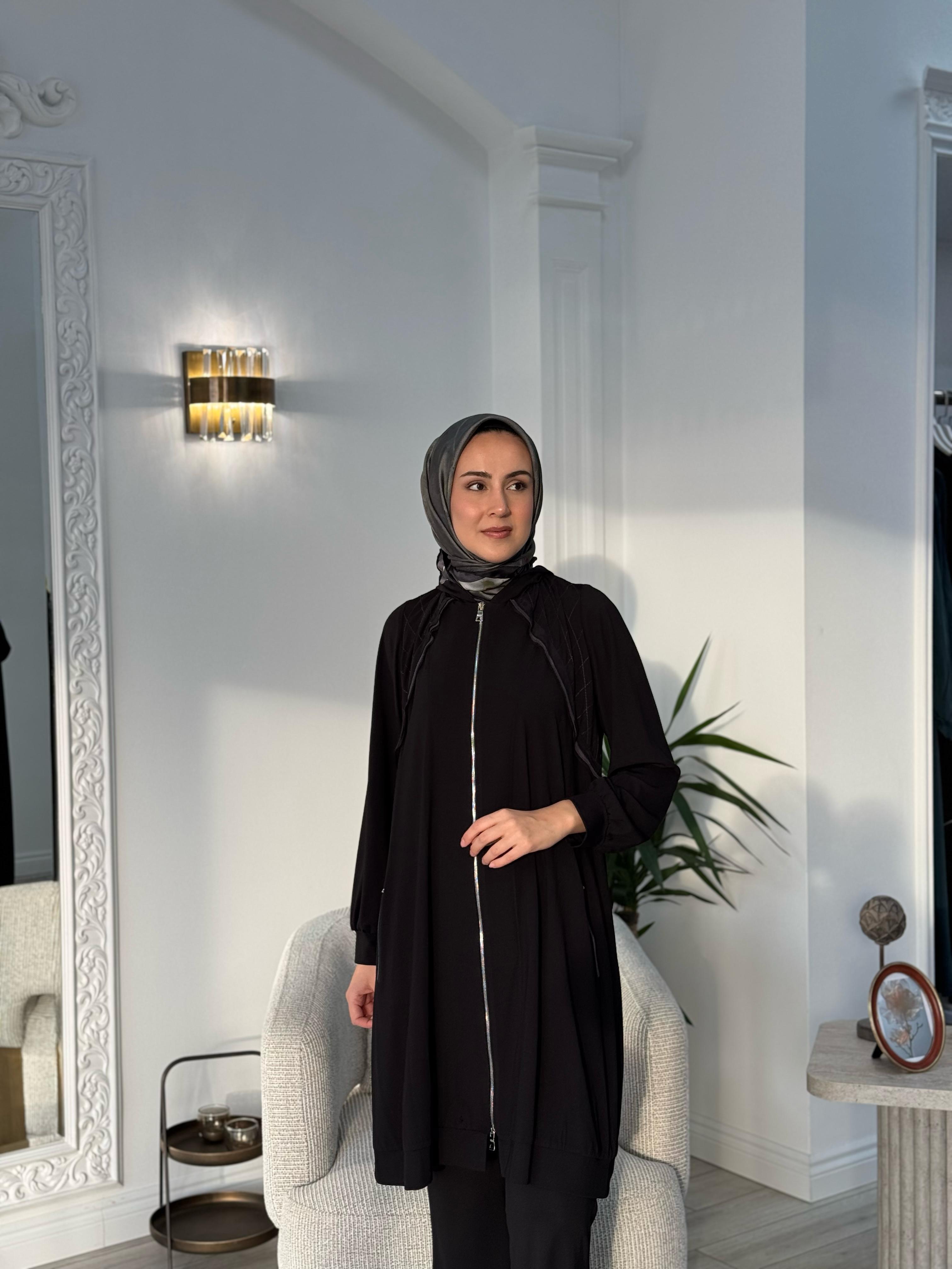 Misswhence Fermuar Detaylı Kap Siyah 37415
