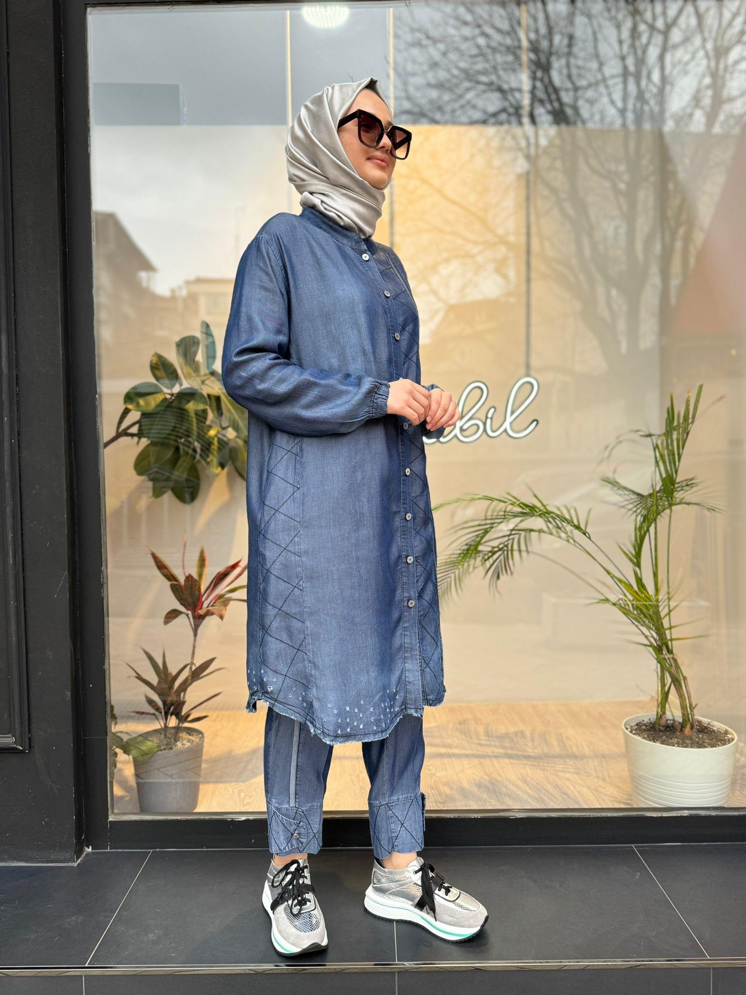 Misswhence Fermuar Detaylı Kot Tunik Lacivert 35001