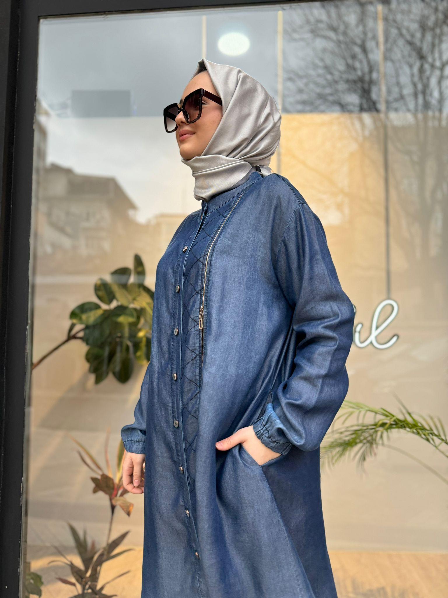 Misswhence Fermuar Detaylı Kot Tunik Lacivert 35001