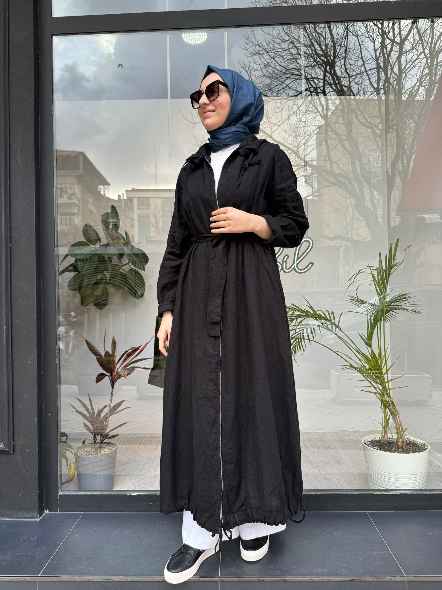 Misswhence Fermuar Detaylı Pardesü Siyah 35517