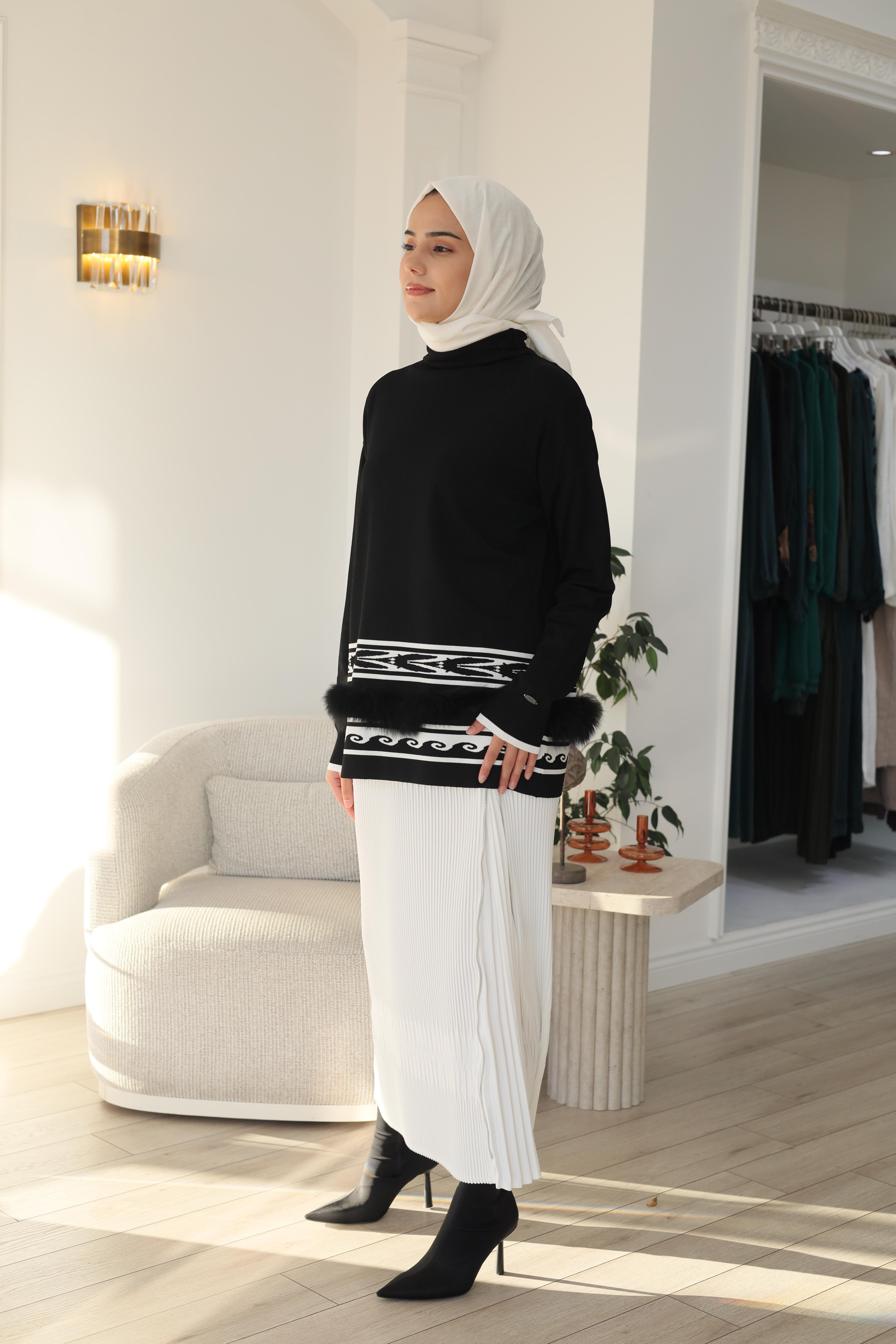 Misswhence Fermuar Detaylı Pilise Etek Beyaz 38921