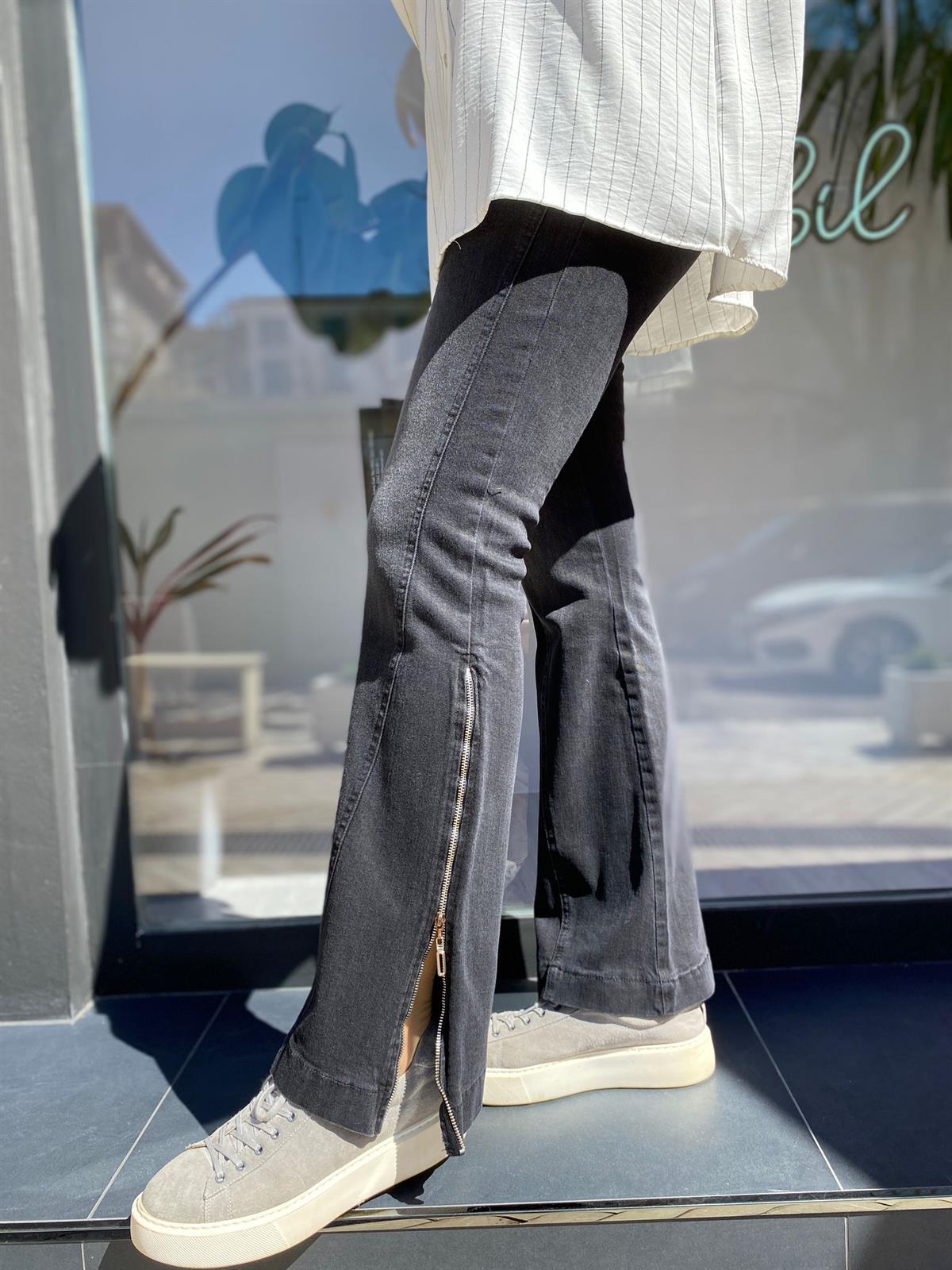 Misswhence Fermuar Detaylı Siyah Kot Pantolon 33107 