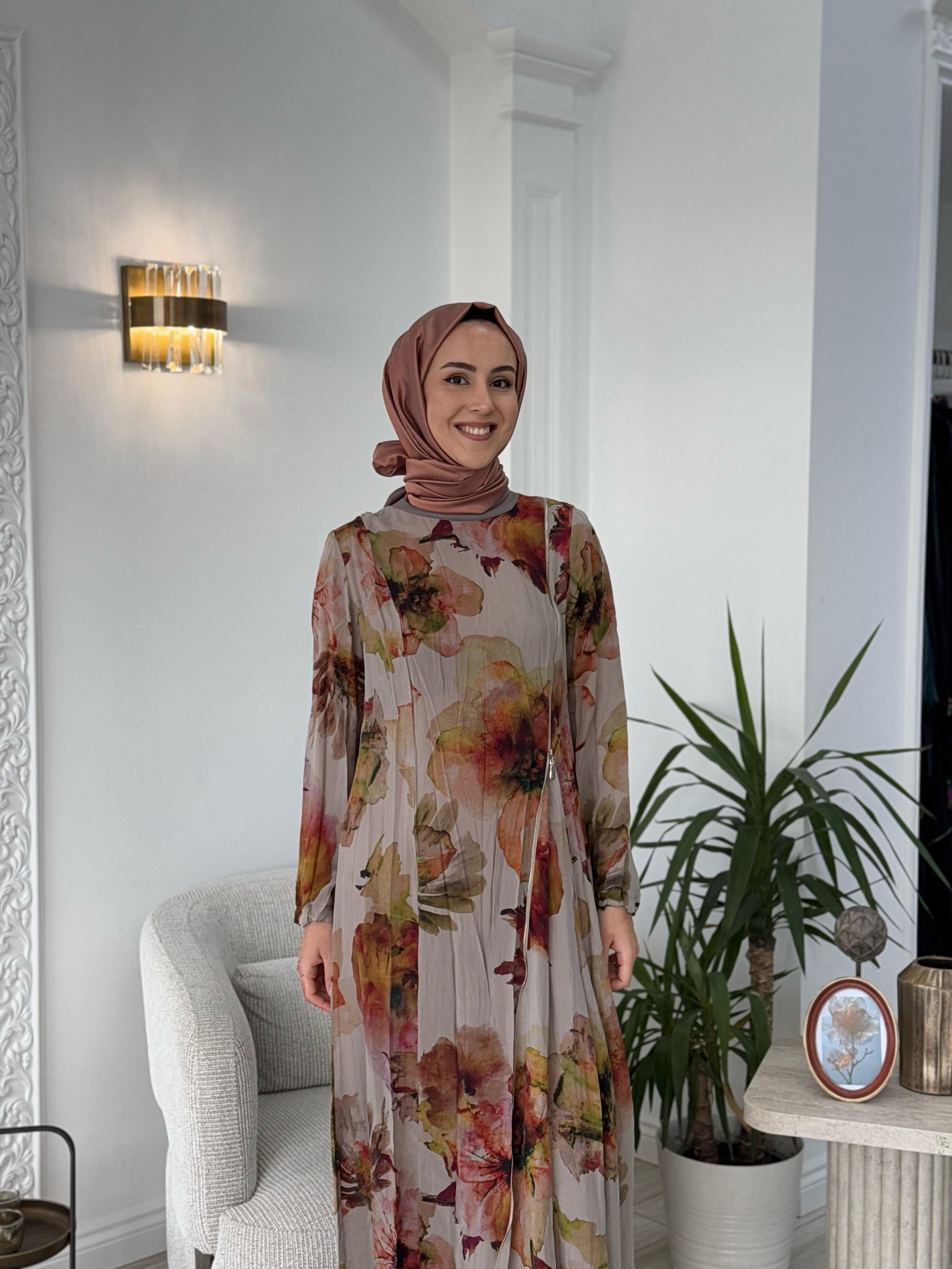 Misswhence Fermuar Detaylı Taş Baskılı Elbise 37830