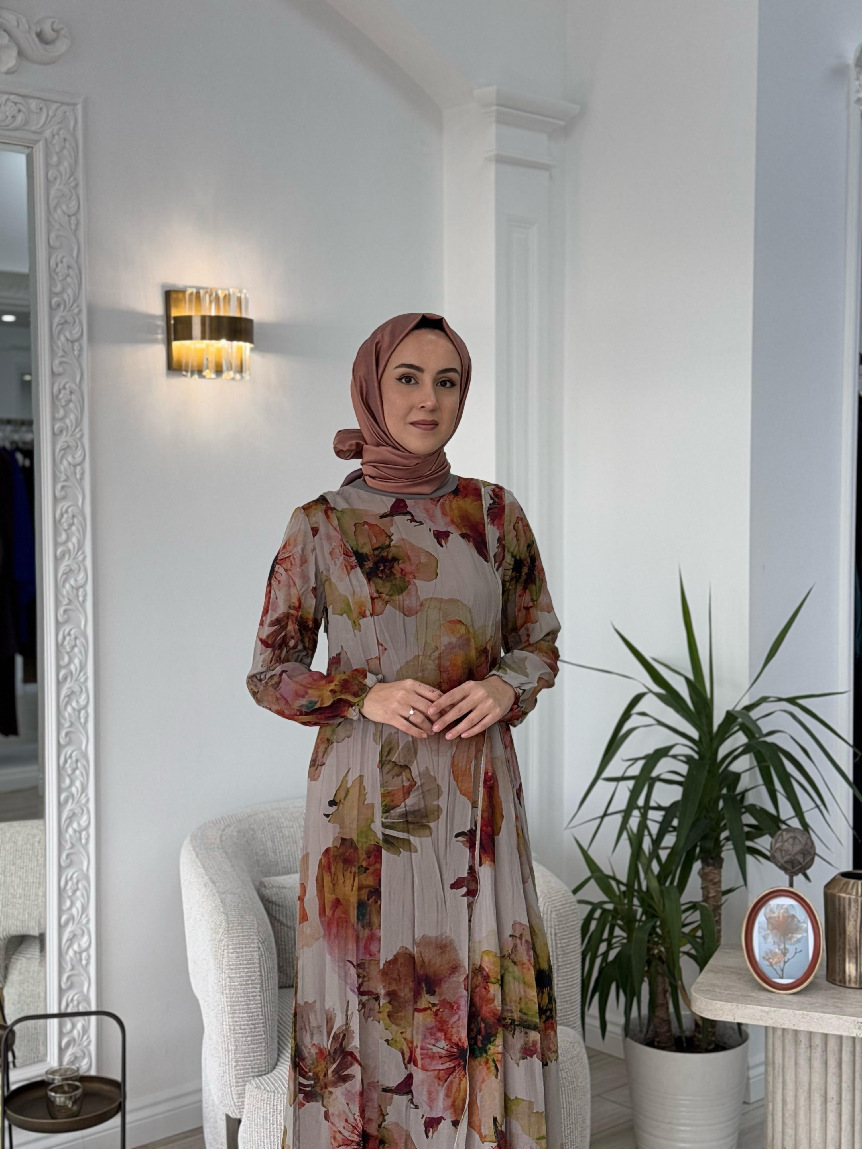 Misswhence Fermuar Detaylı Taş Baskılı Elbise 37830