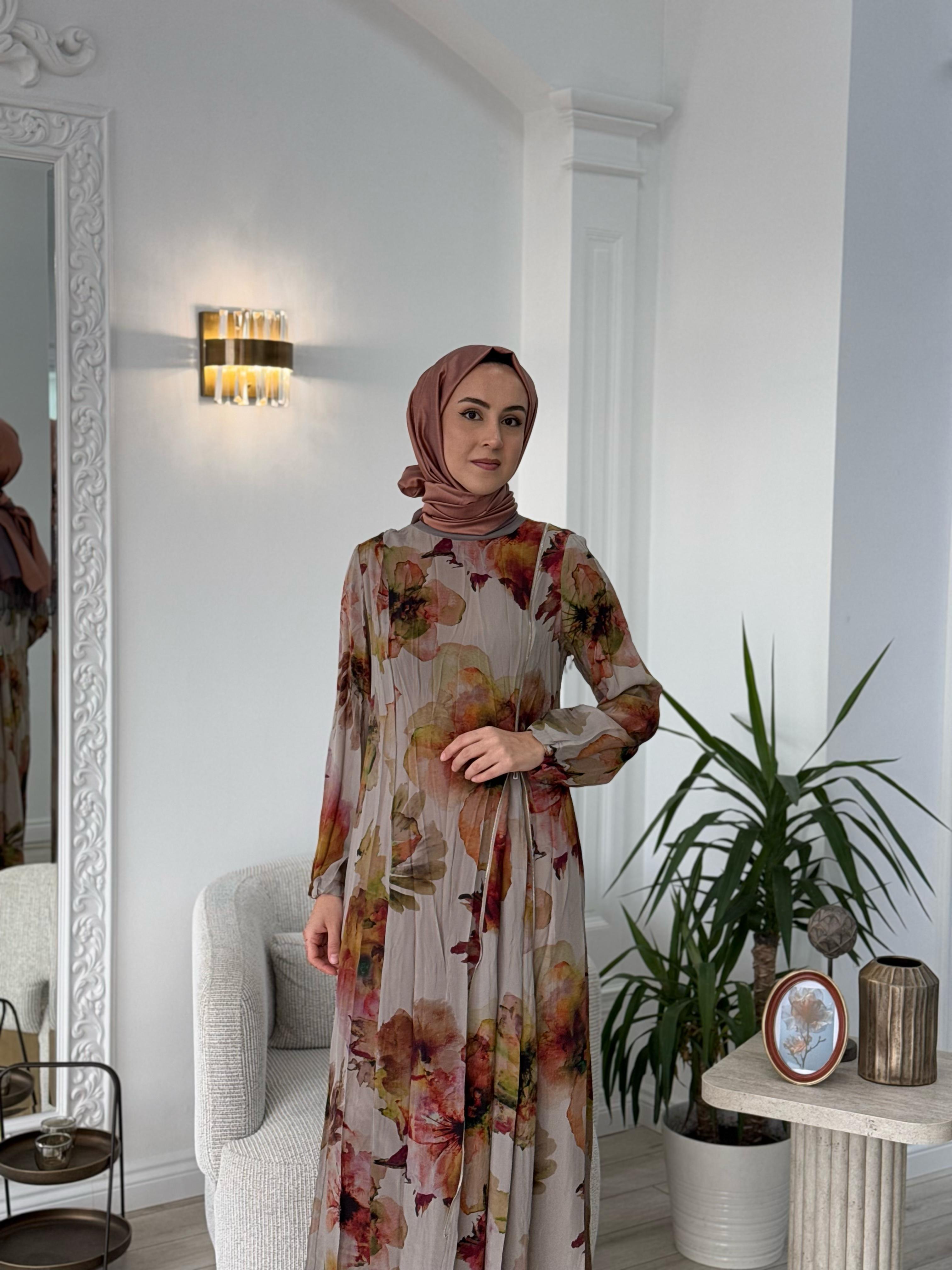 Misswhence Fermuar Detaylı Taş Baskılı Elbise 37830