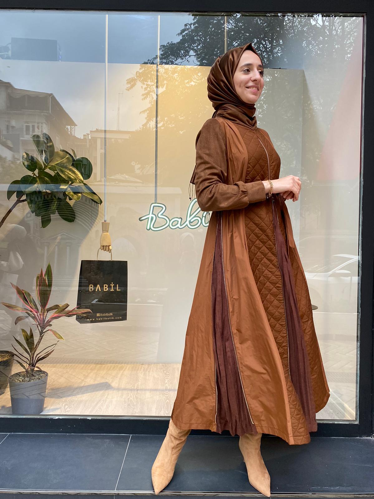 Misswhence Fermuar Plise Detaylı Elbise Taba 34800