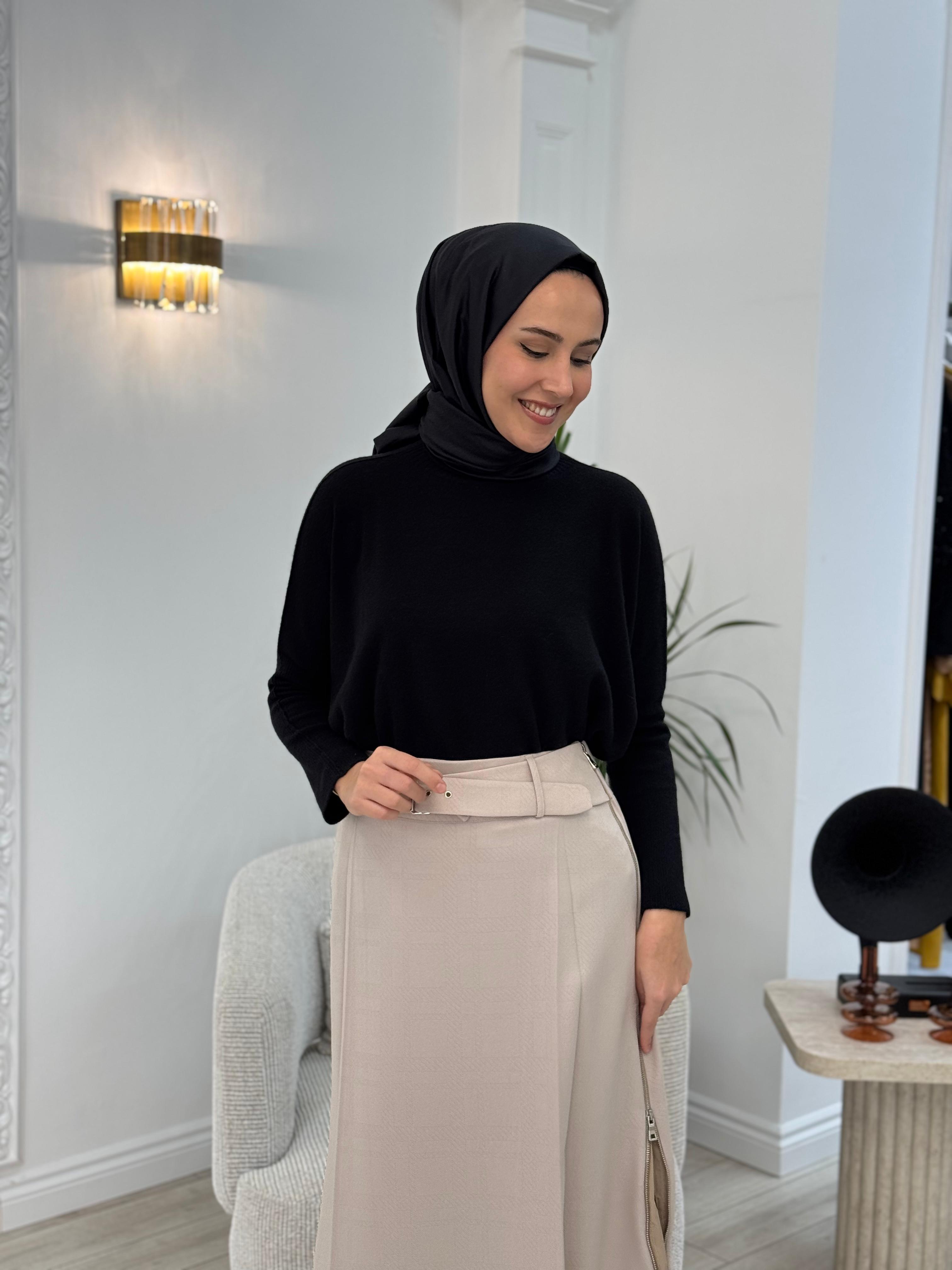 Misswhence Fermuar ve Kemer Detaylı Etek Taş 36904