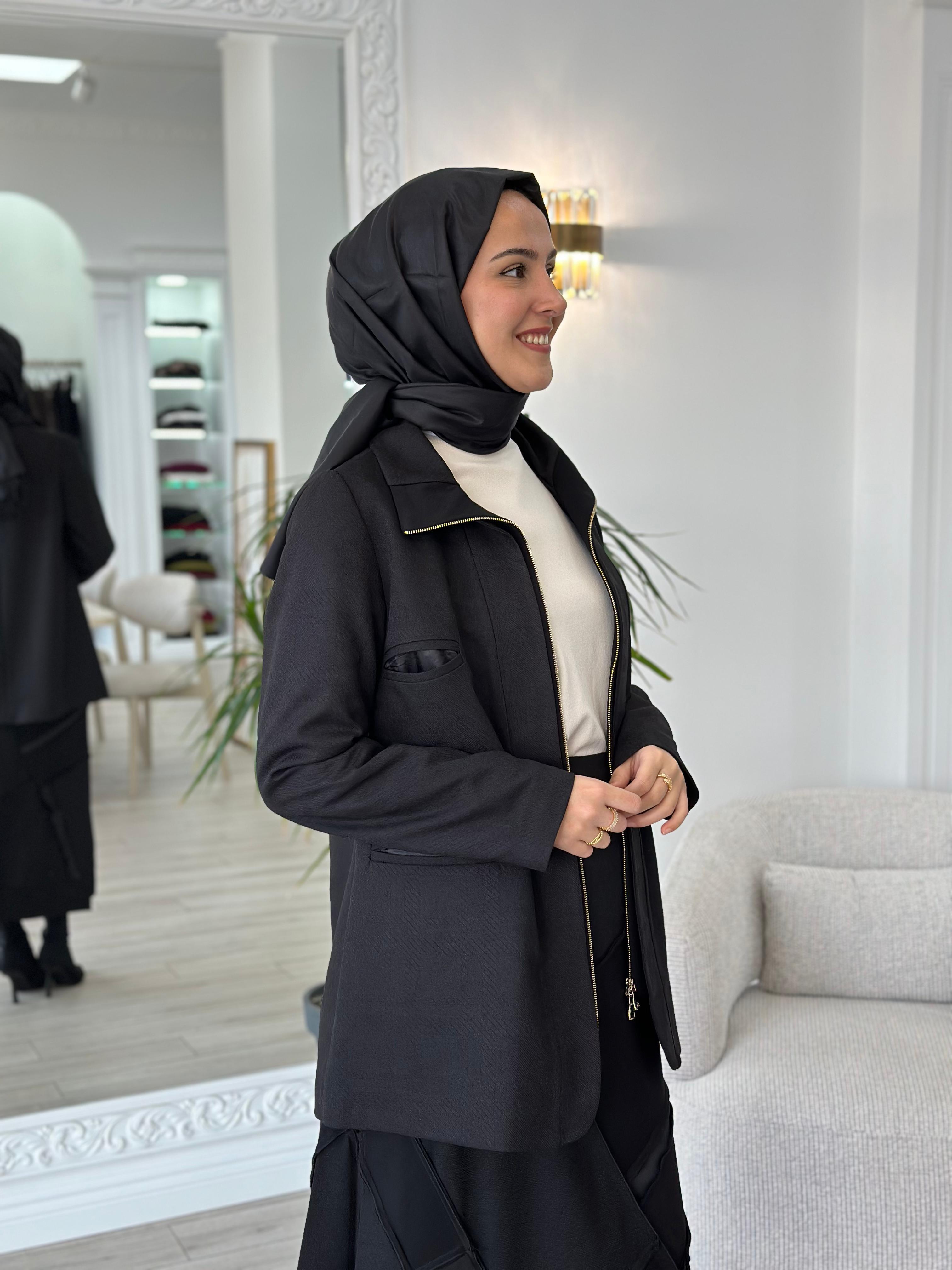 Misswhence Fermuarlı Ceket Siyah 36206