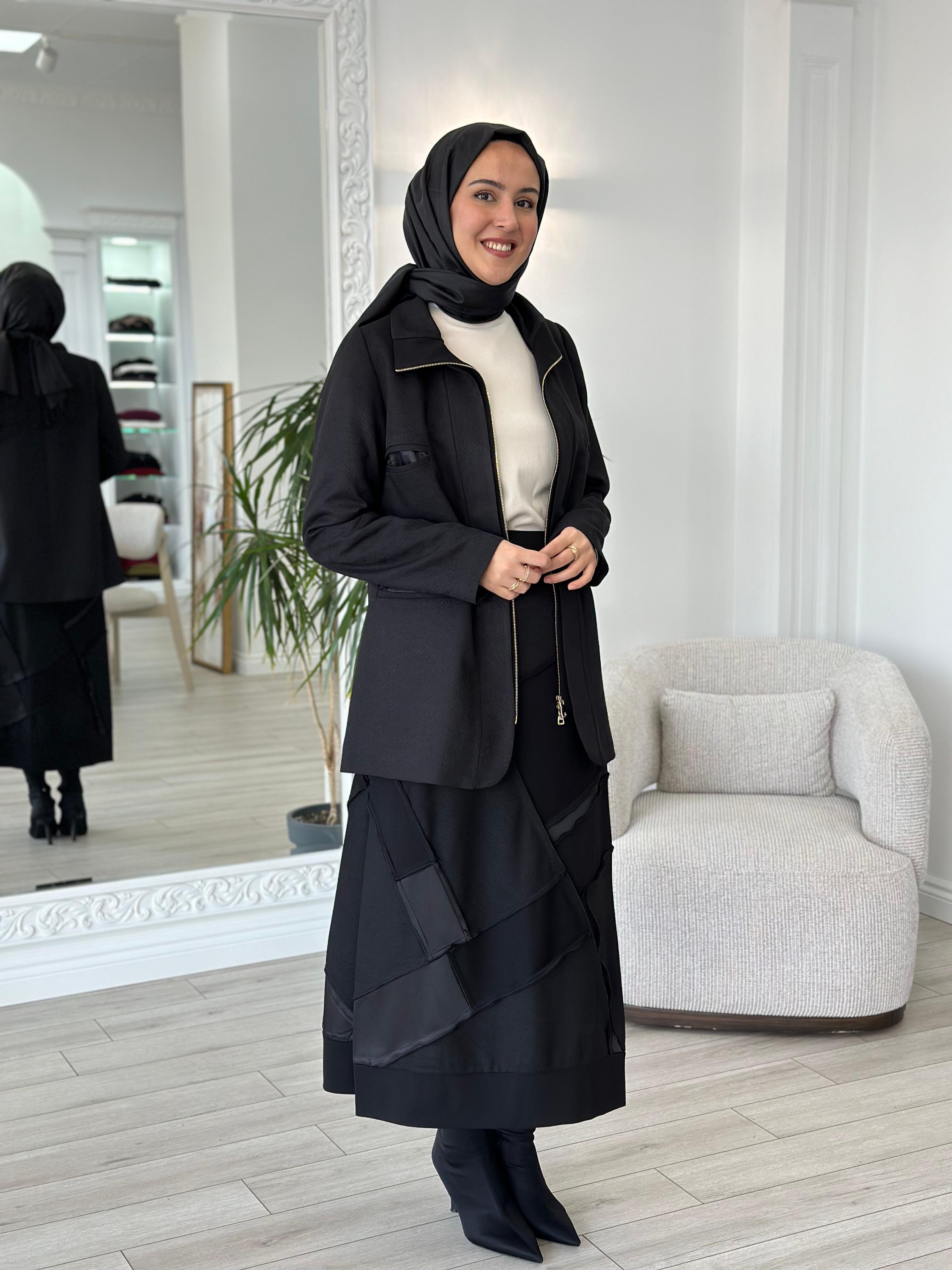Misswhence Fermuarlı Ceket Siyah 36206