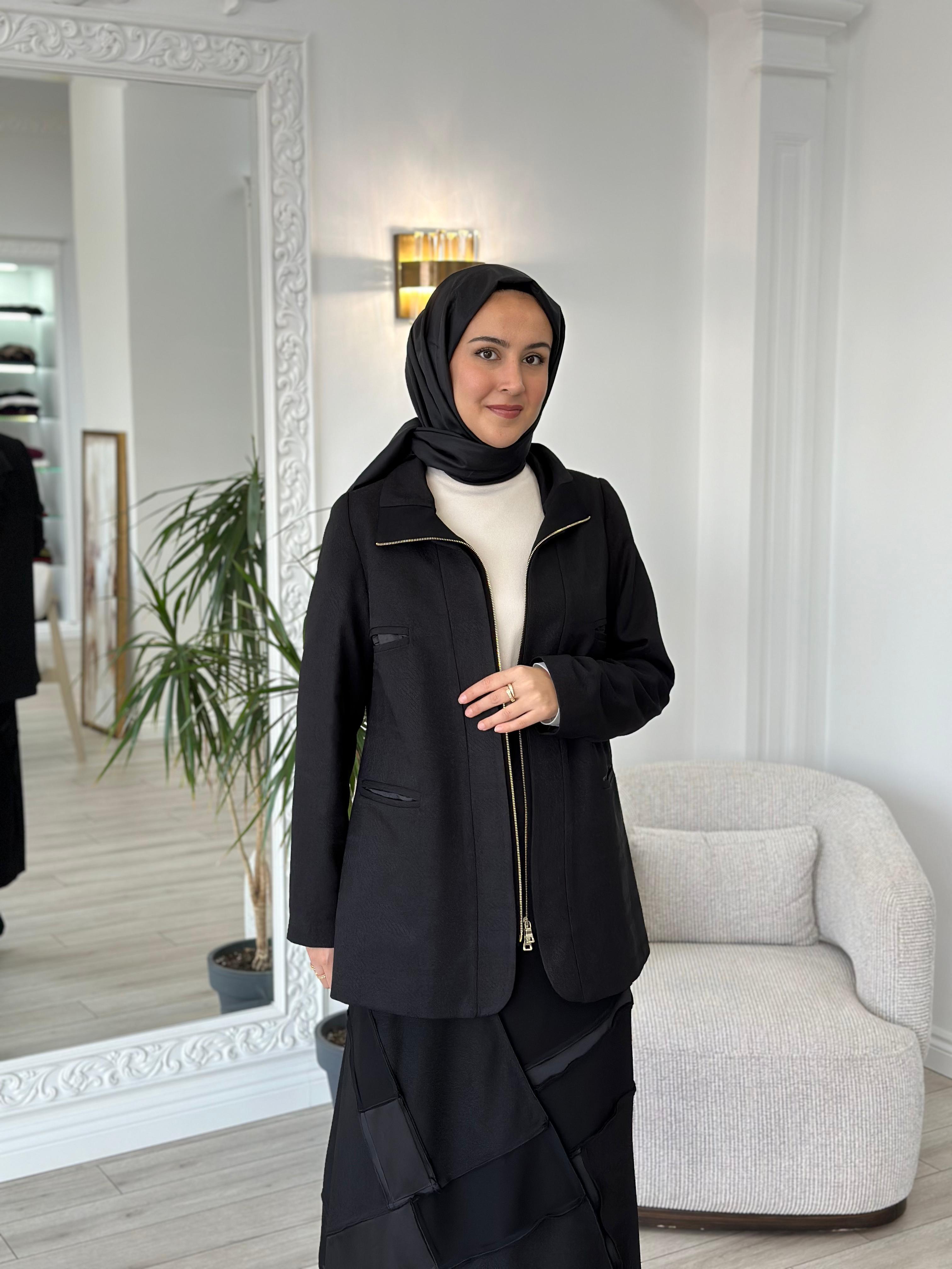 Misswhence Fermuarlı Ceket Siyah 36206
