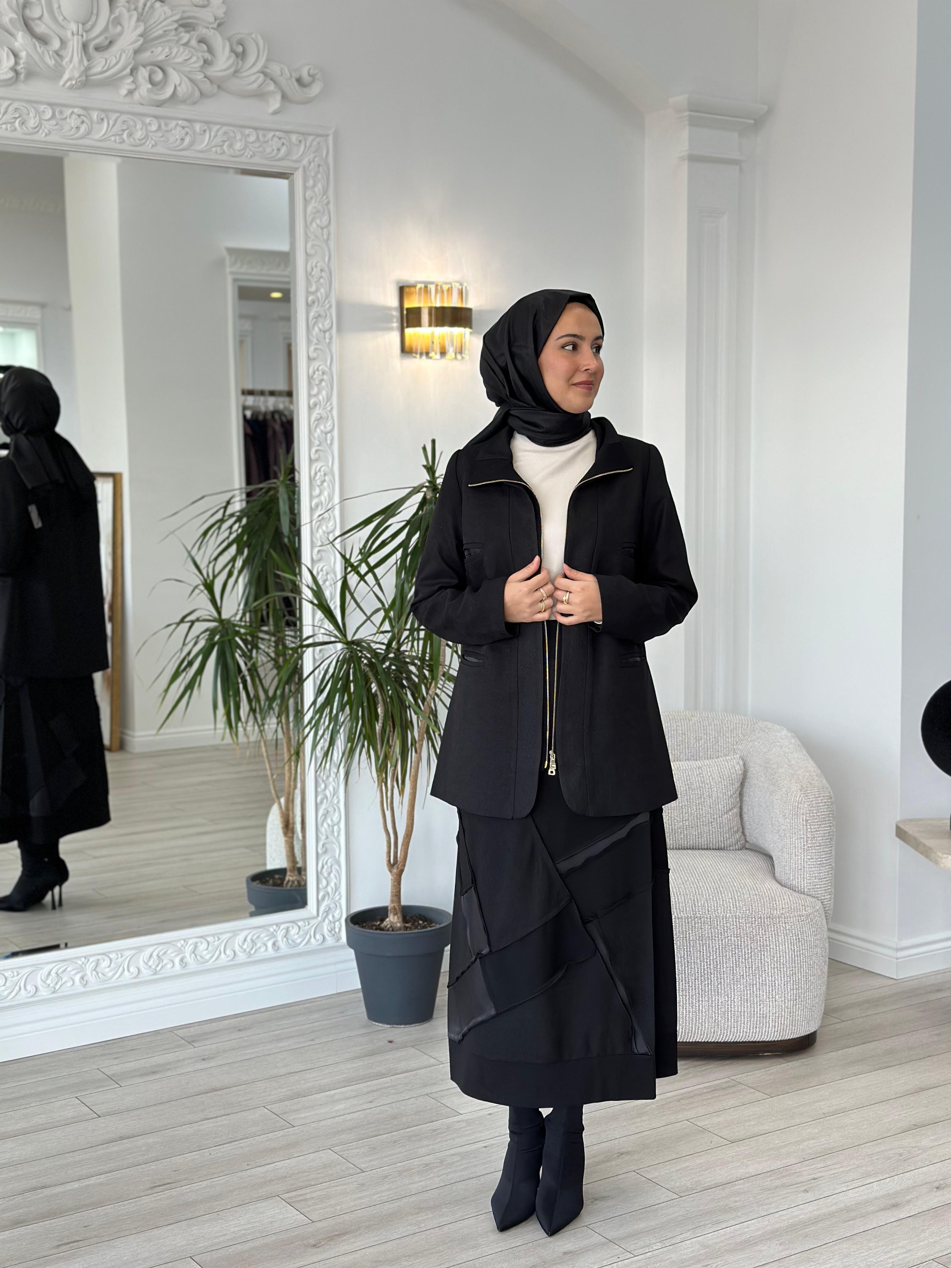 Misswhence Fermuarlı Ceket Siyah 36206