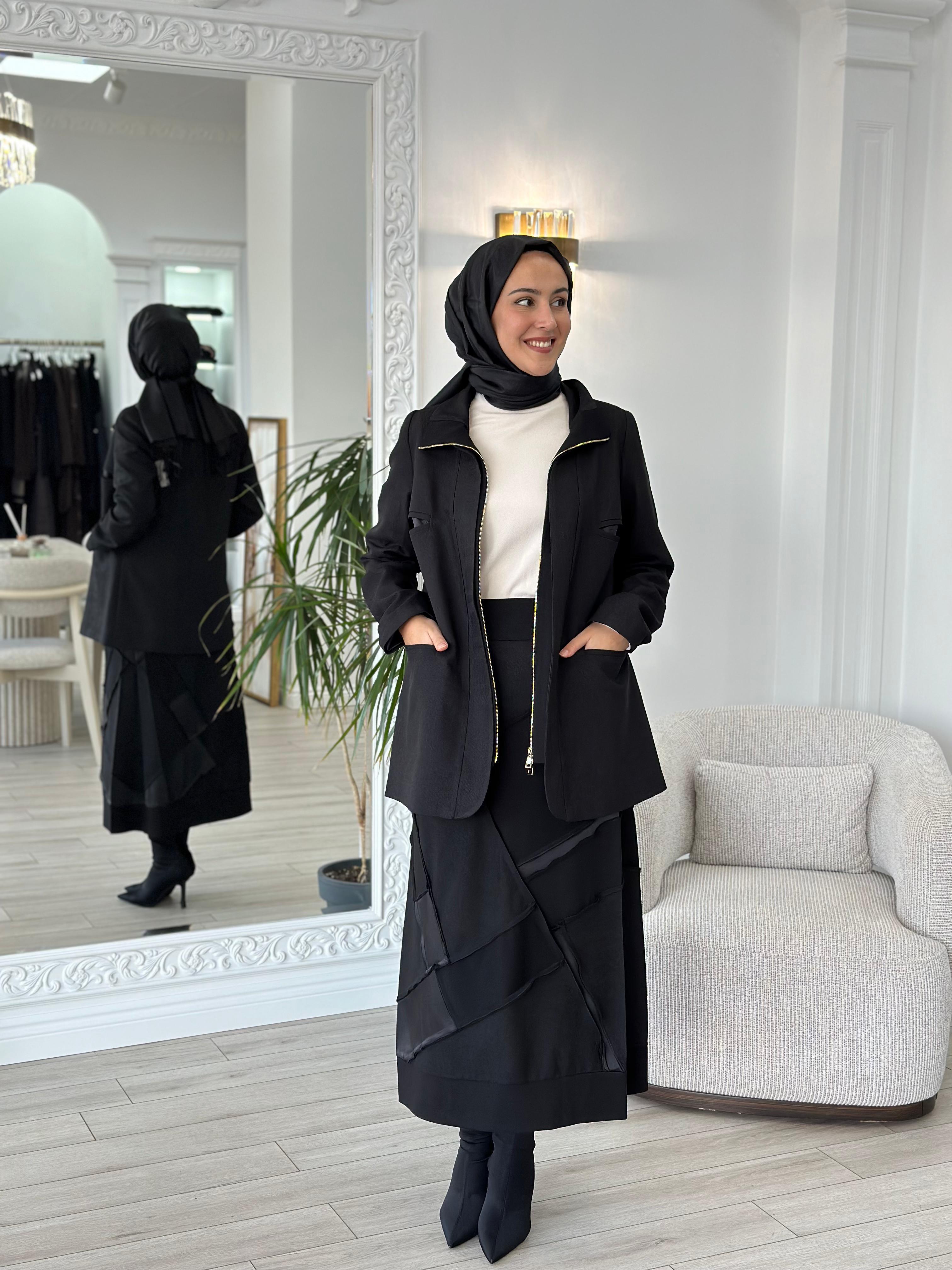 Misswhence Fermuarlı Ceket Siyah 36206