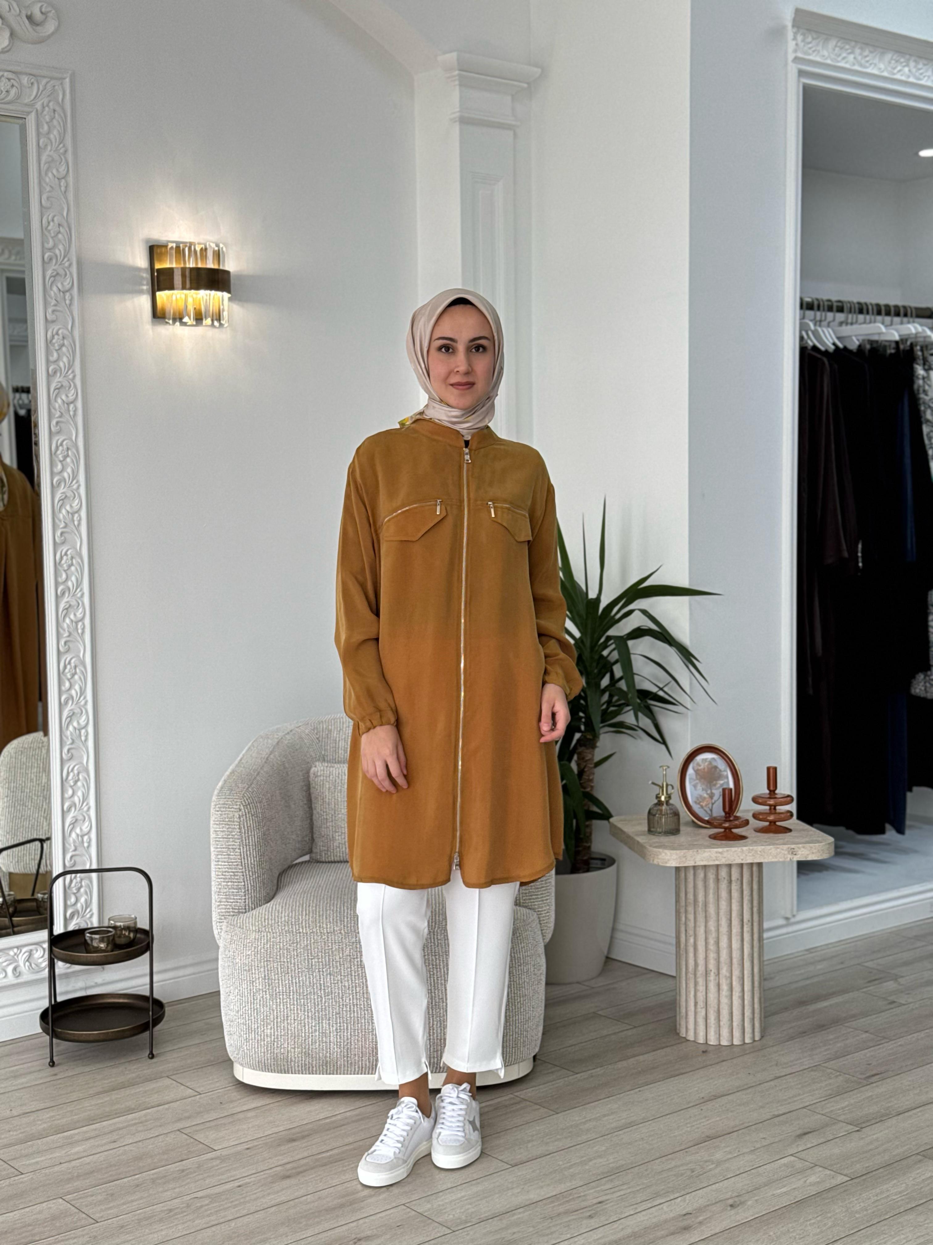 Misswhence Fermuarlı Cupro Kap Hardal 37402