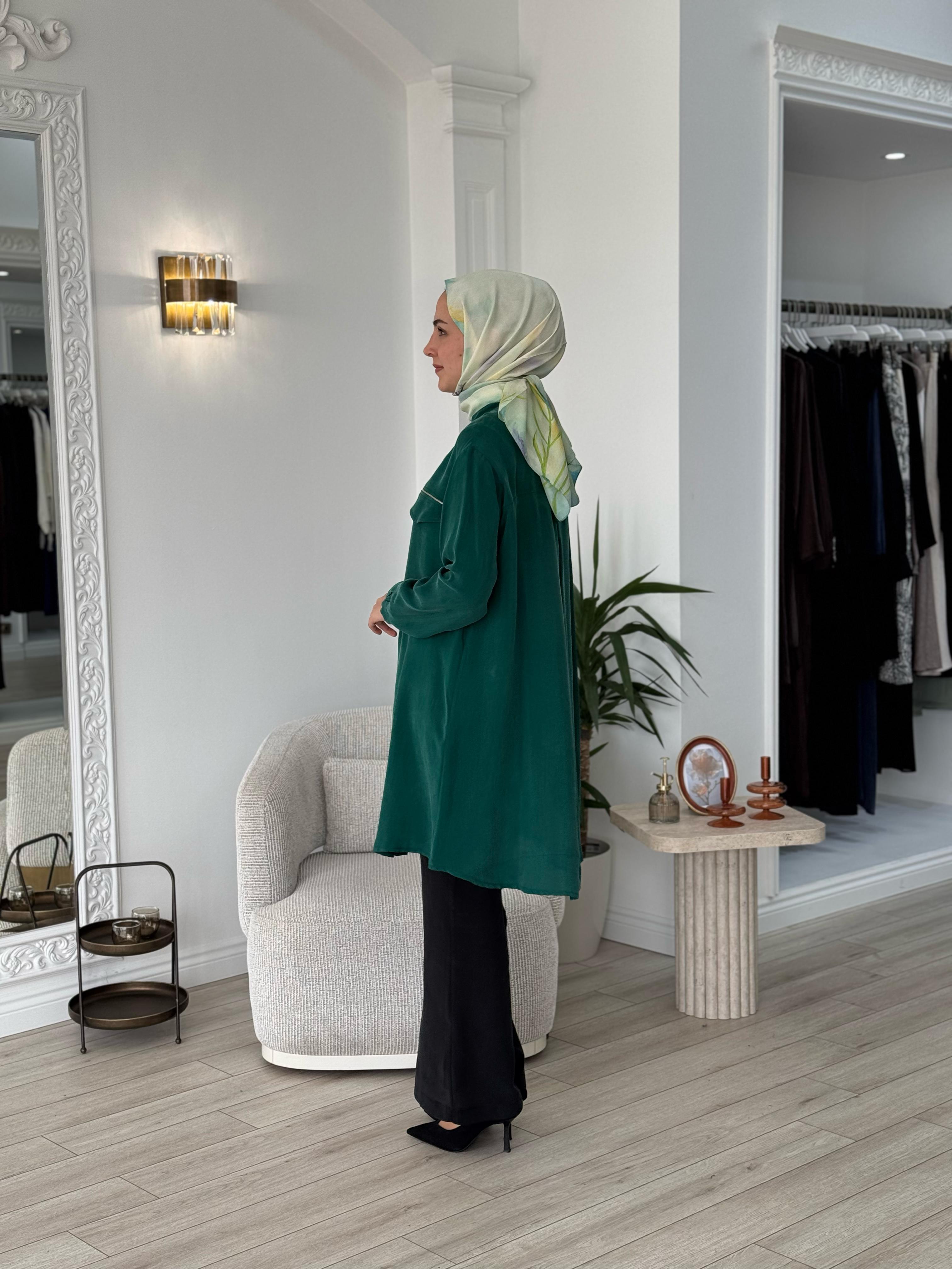 Misswhence Fermuarlı Cupro Kap Yeşil 37402