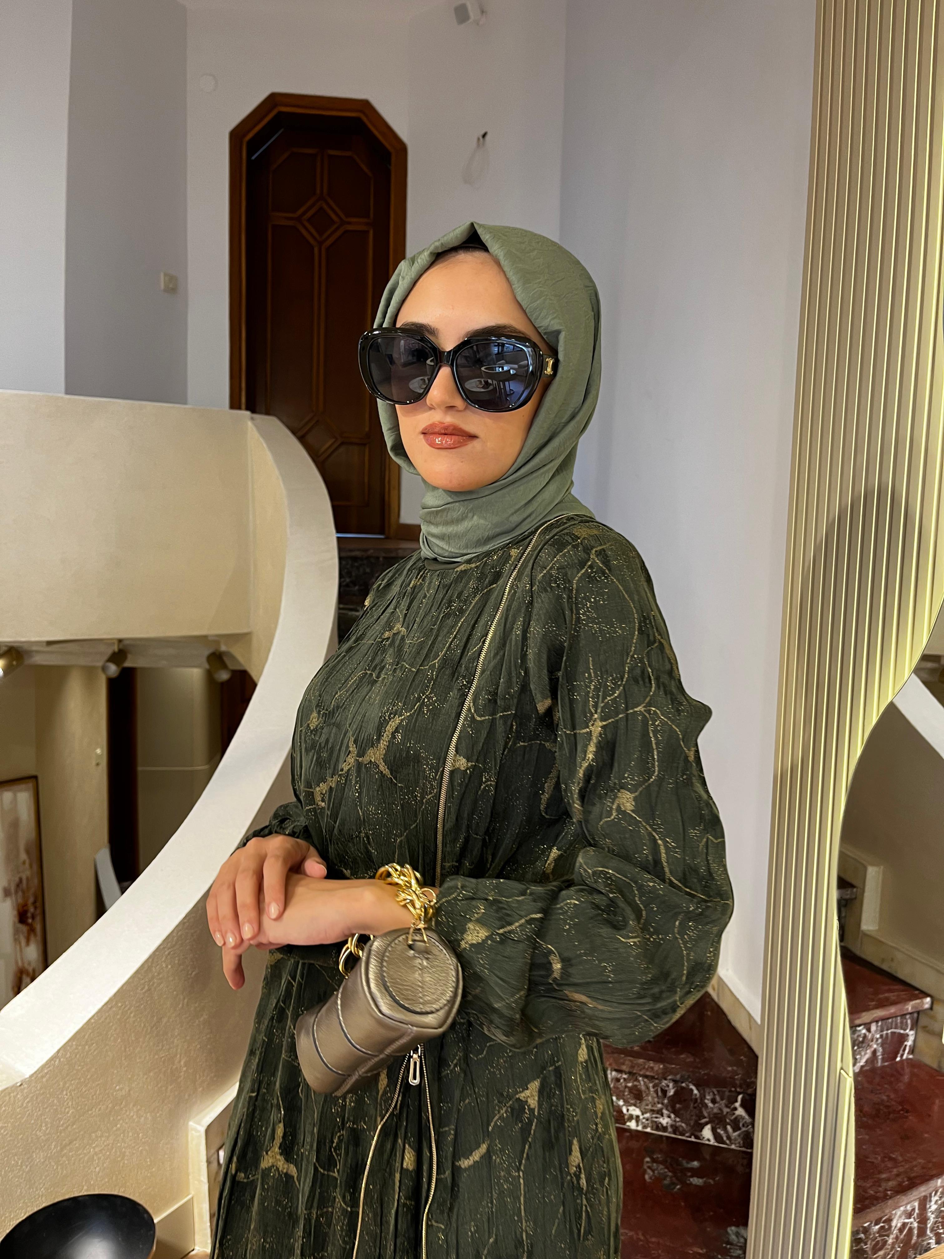 Misswhence Fermuarlı İpek Elbise Haki 36802