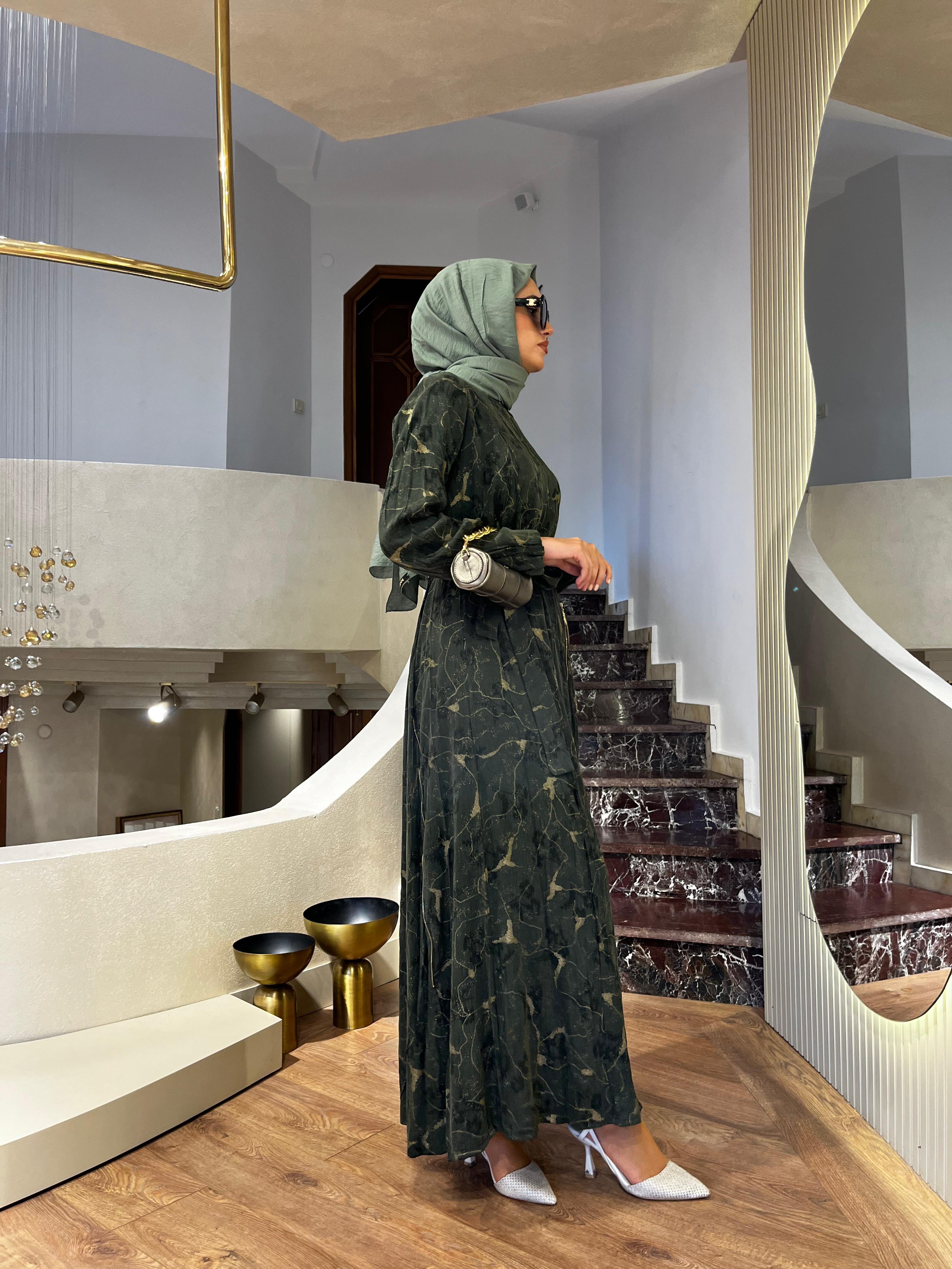 Misswhence Fermuarlı İpek Elbise Haki 36802