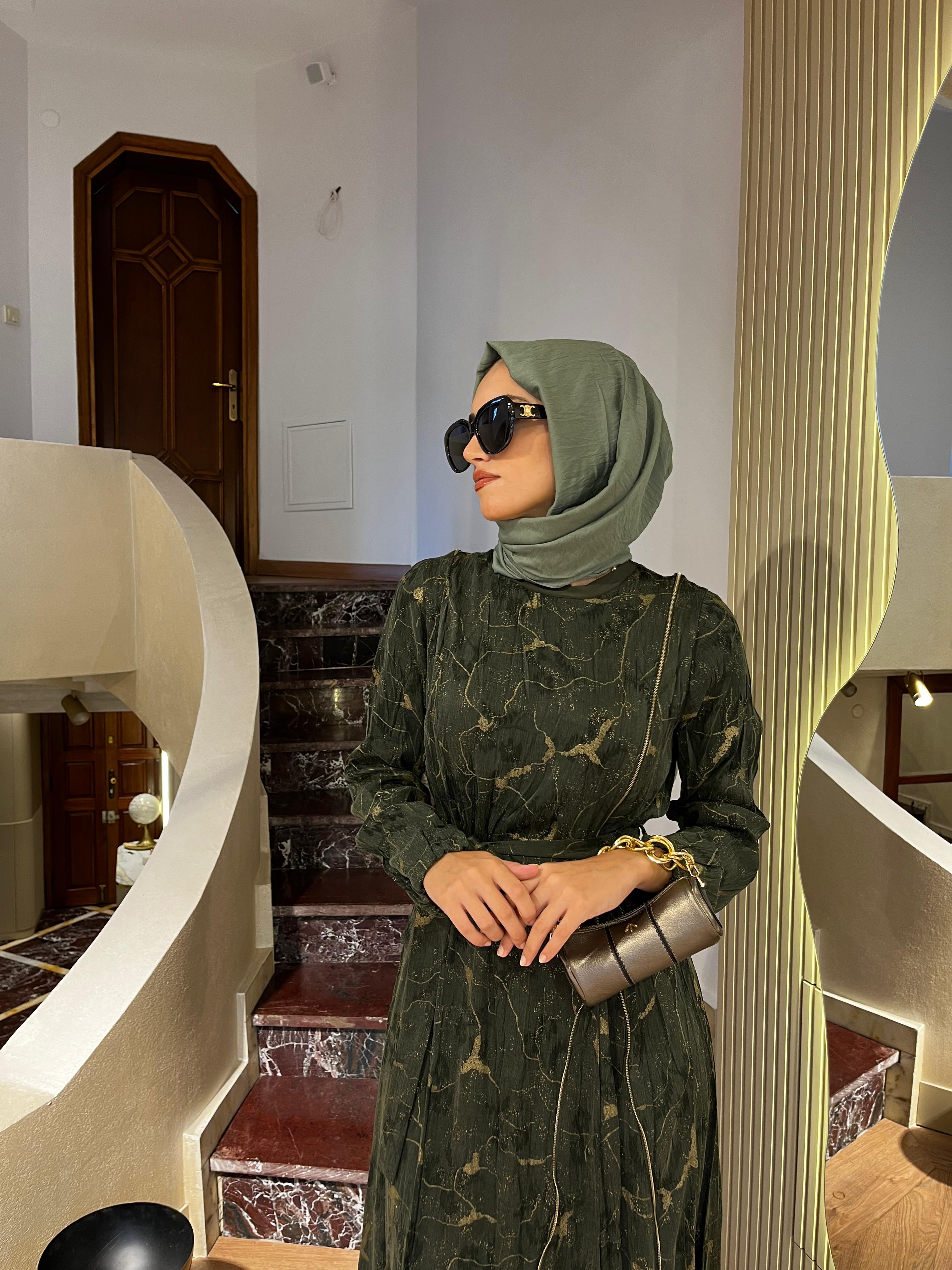 Misswhence Fermuarlı İpek Elbise Haki 36802