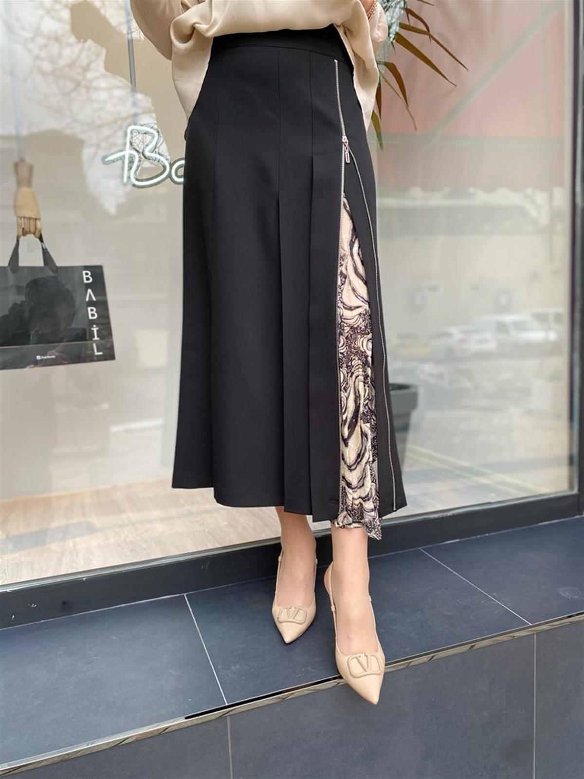 Misswhence Fermuarlı Kumaş Etek Siyah 33904