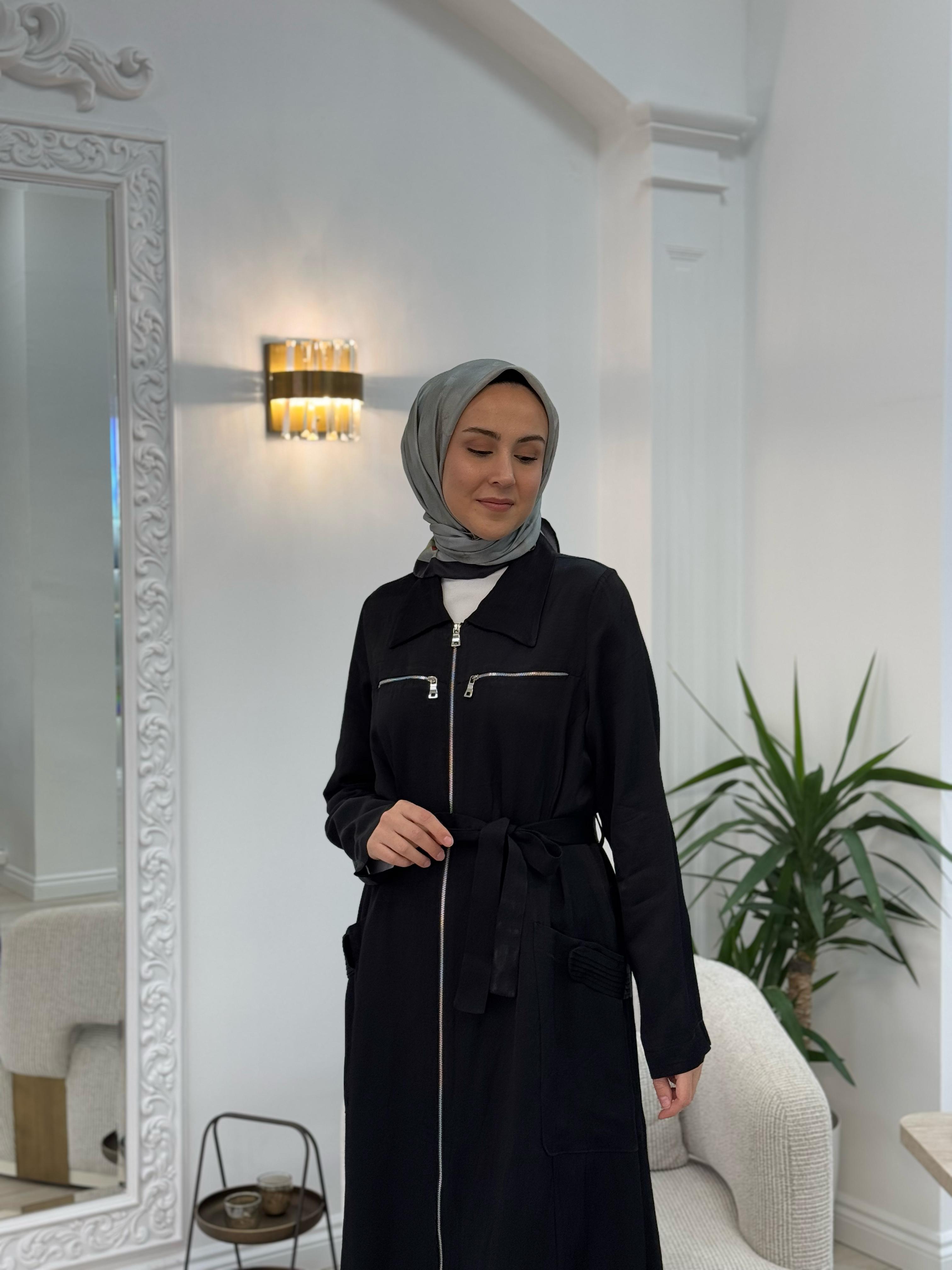 Misswhence Fermuarlı Pardesü Siyah 37515