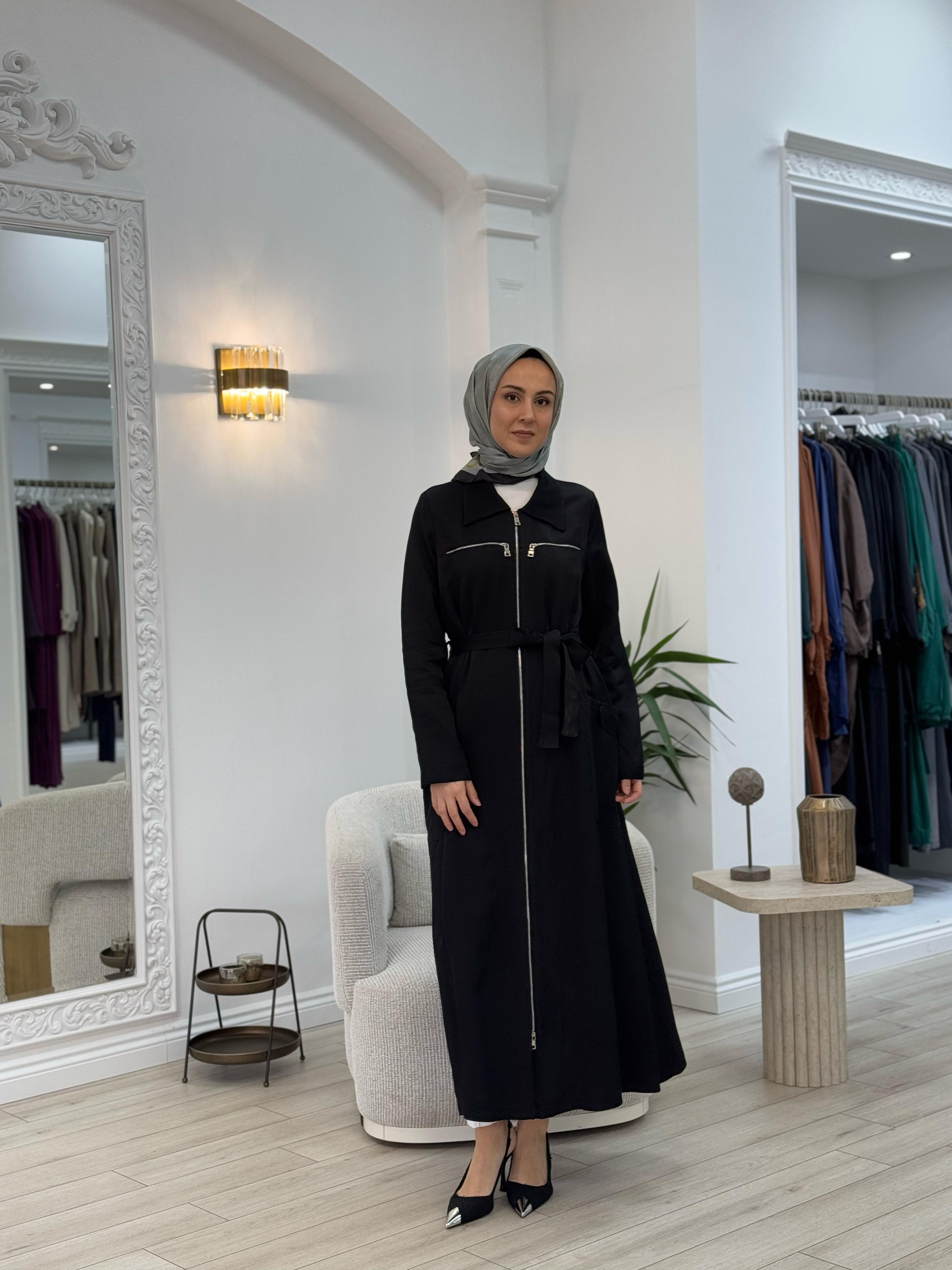 Misswhence Fermuarlı Pardesü Siyah 37515