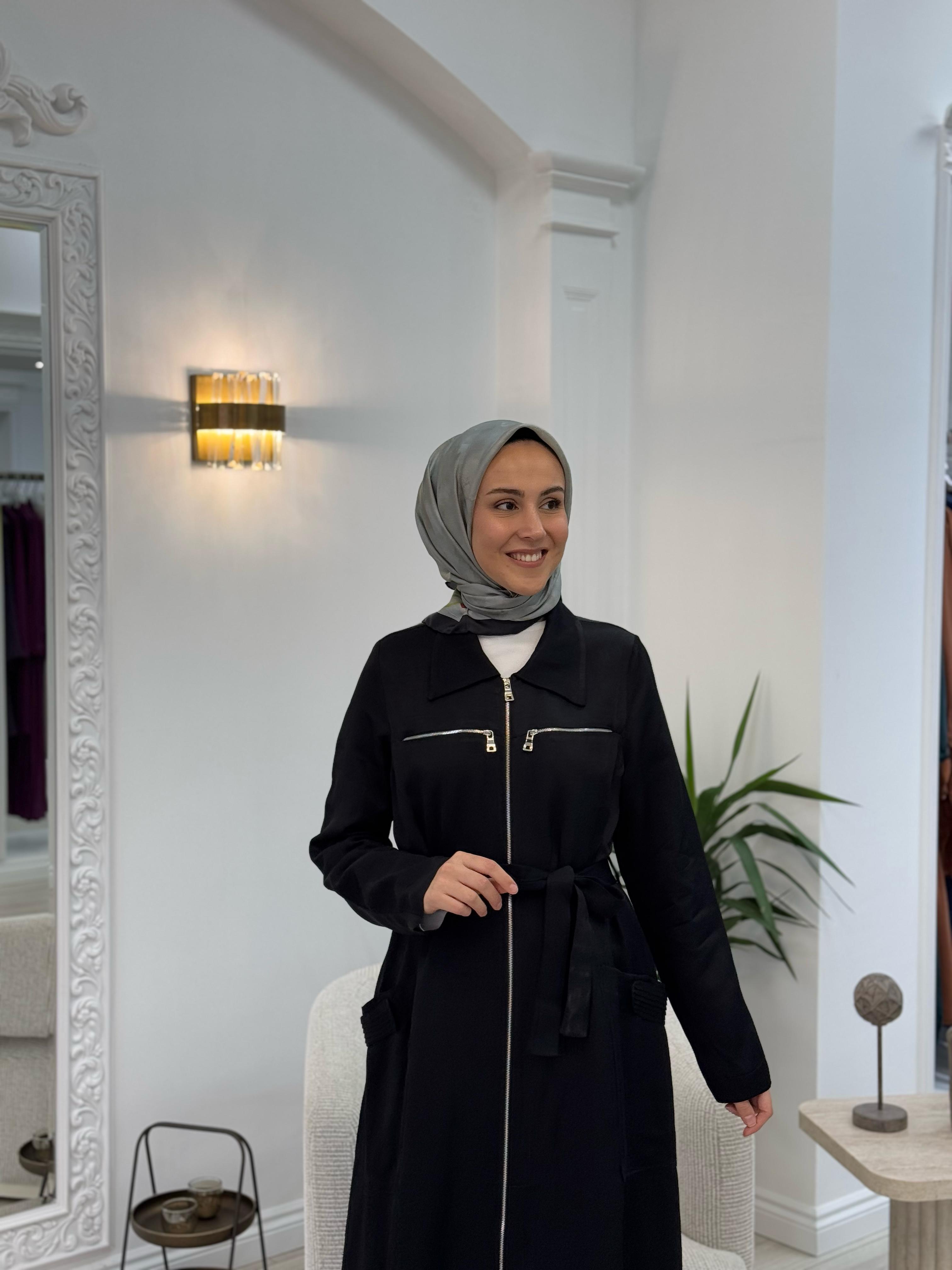 Misswhence Fermuarlı Pardesü Siyah 37515