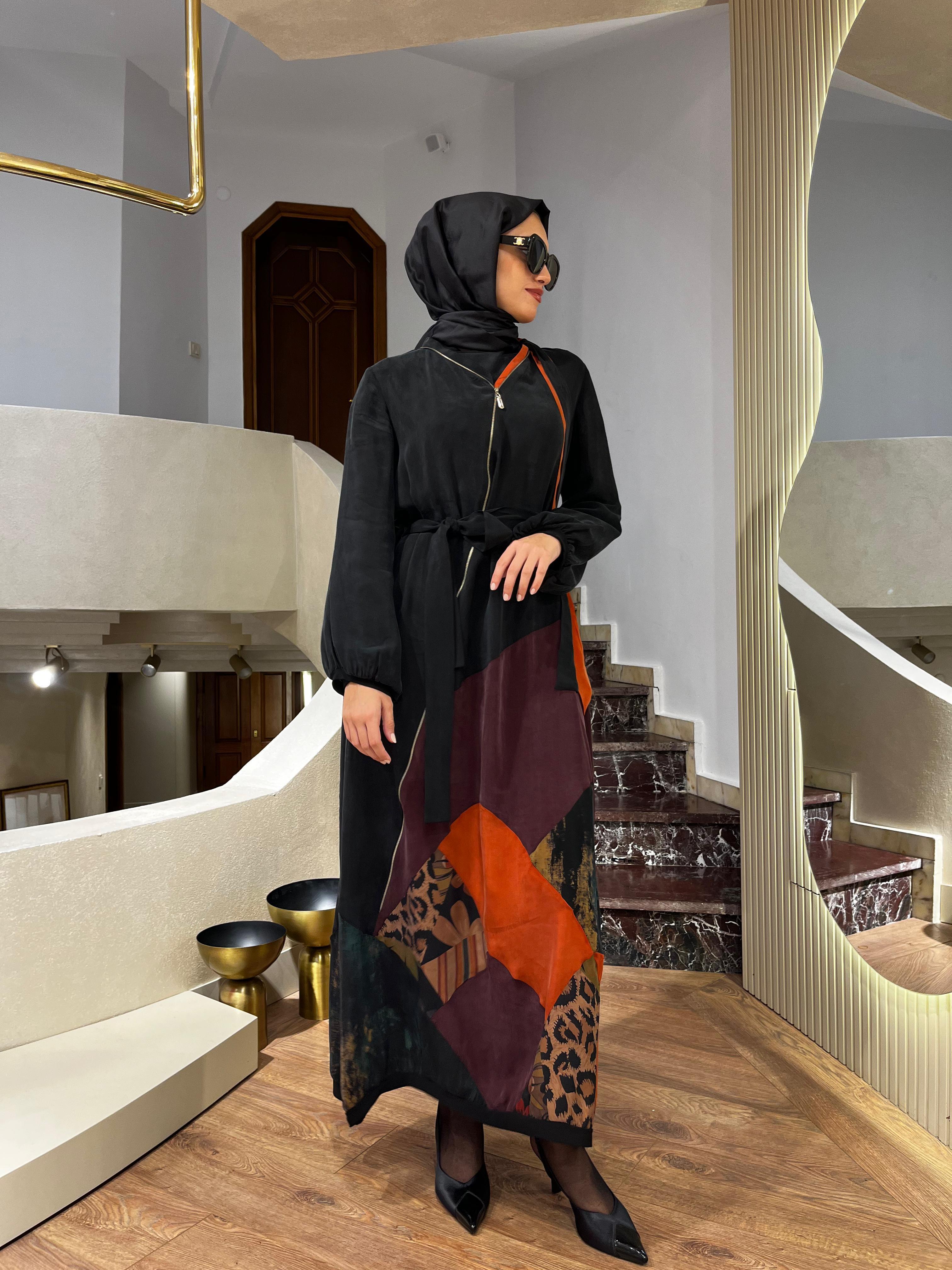 Misswhence Fermuarlı Patchwork Elbise 36831