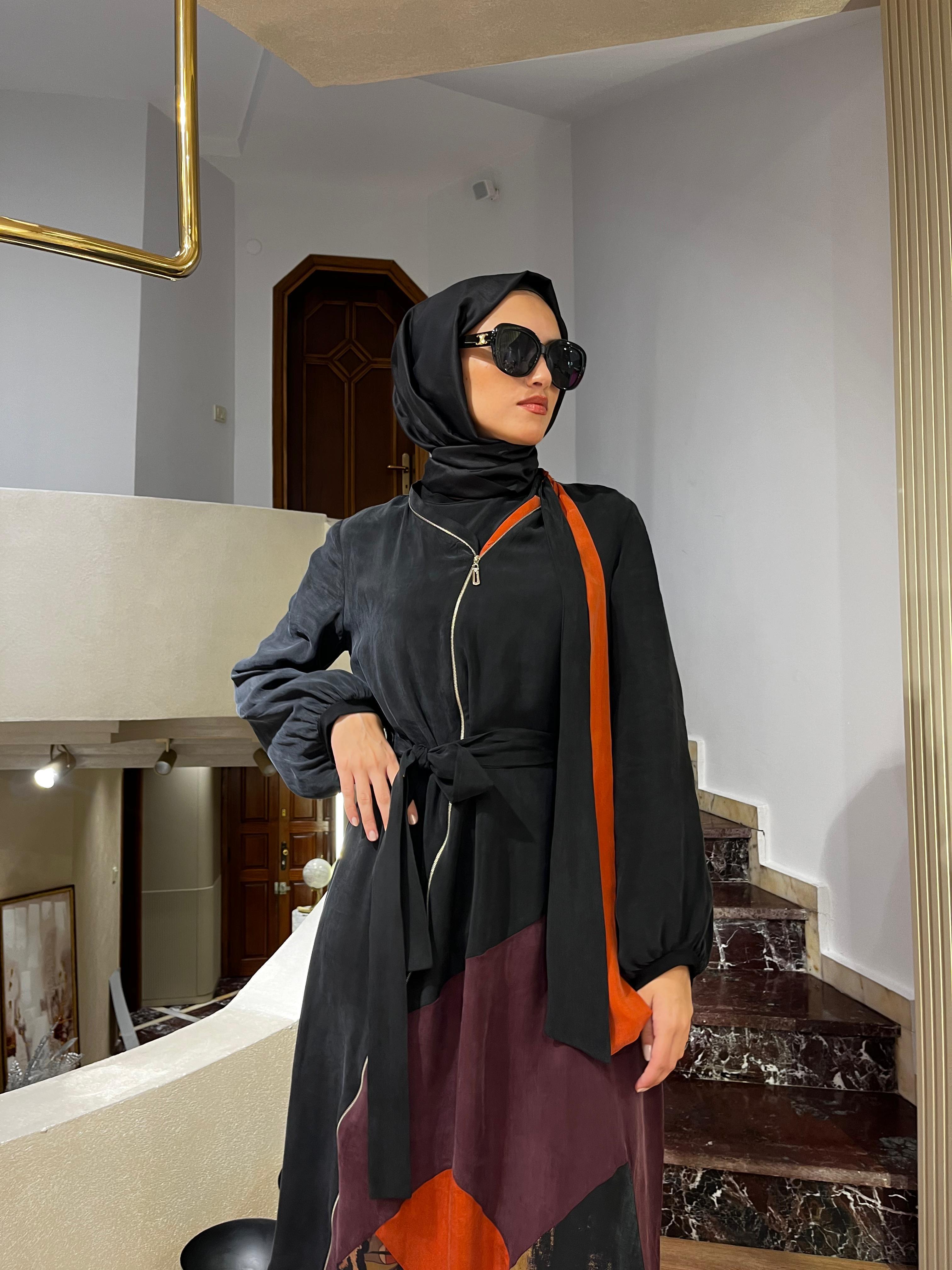 Misswhence Fermuarlı Patchwork Elbise 36831