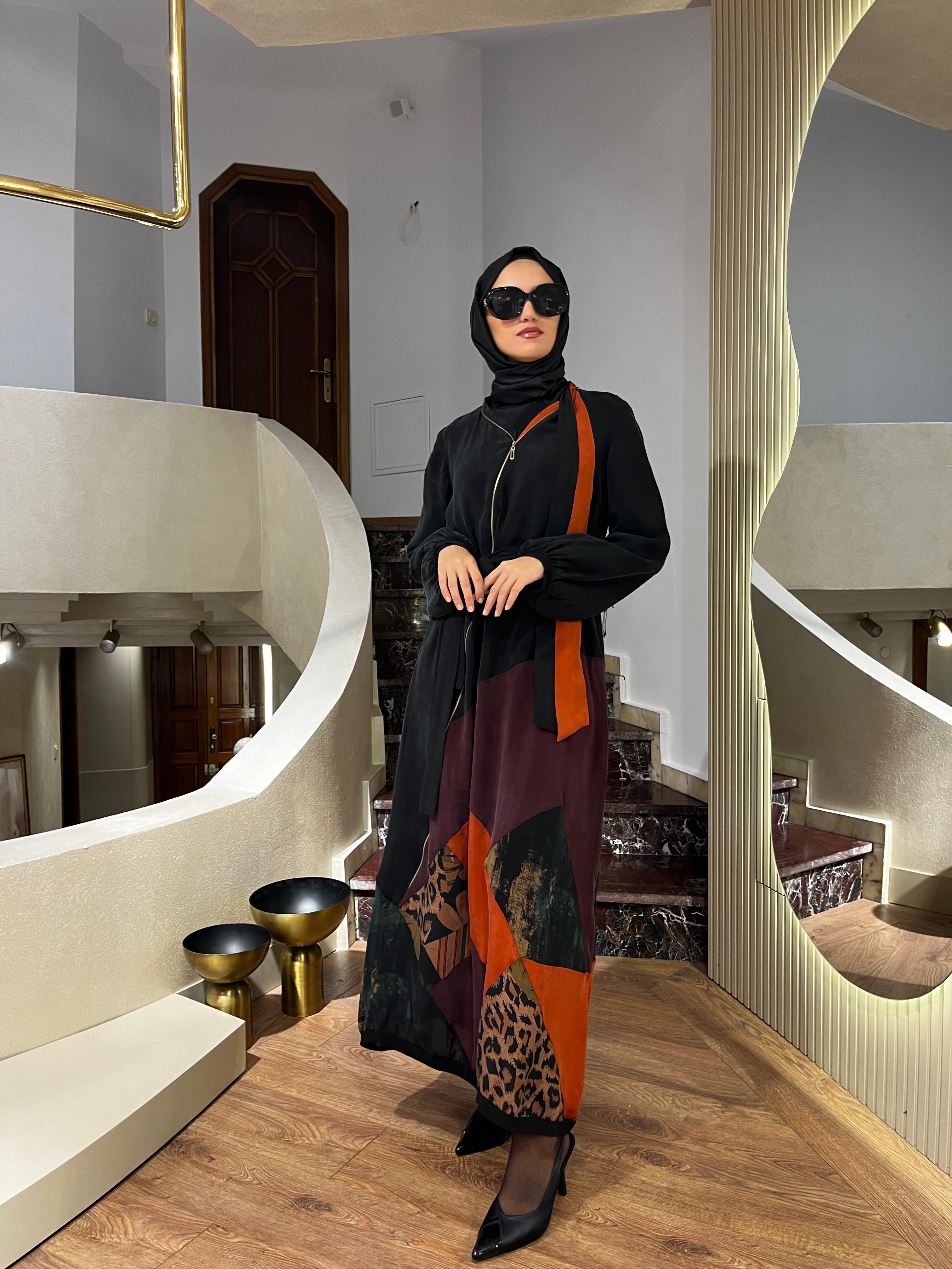 Misswhence Fermuarlı Patchwork Elbise 36831