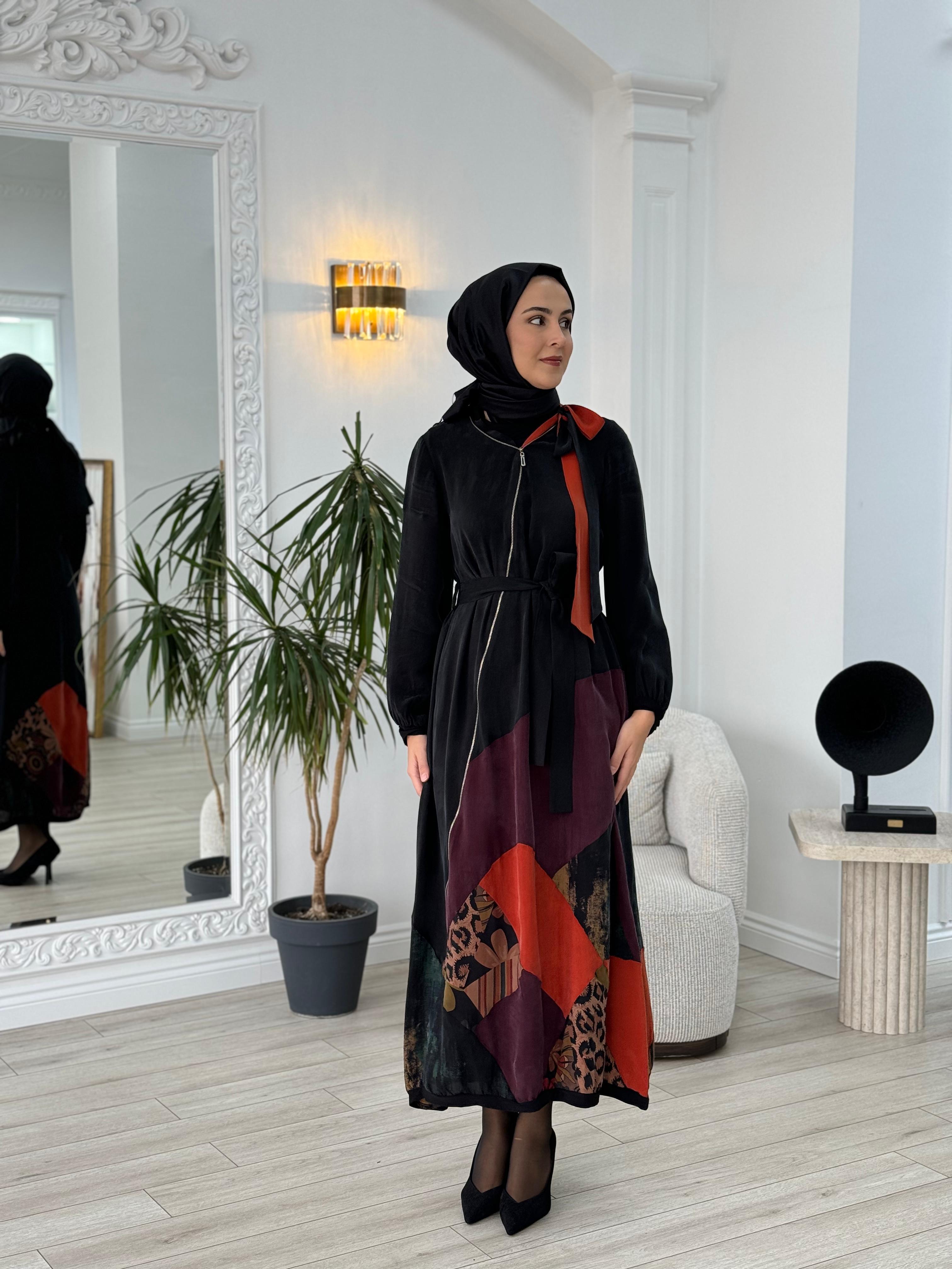 Misswhence Fermuarlı Patchwork Elbise 36831