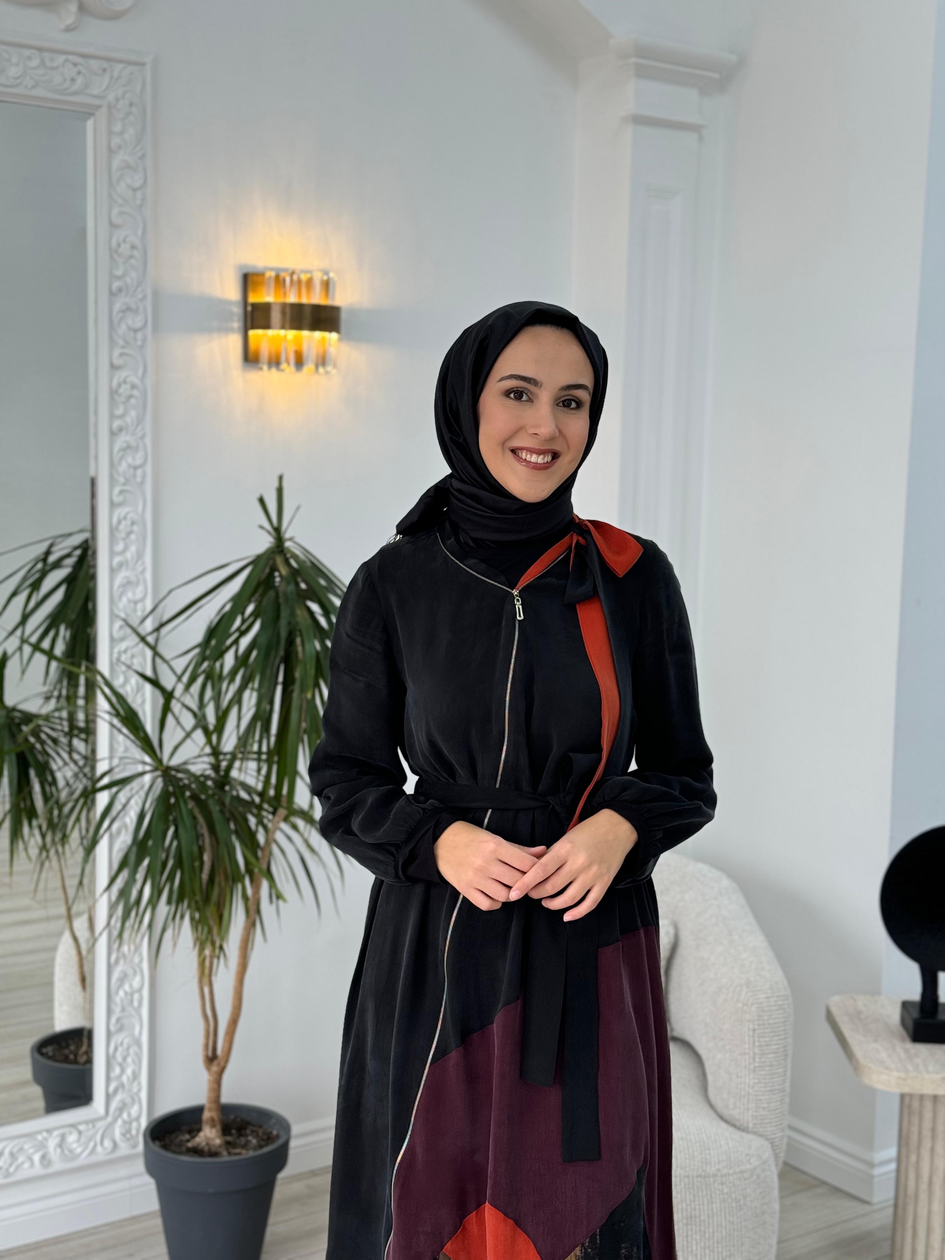 Misswhence Fermuarlı Patchwork Elbise 36831