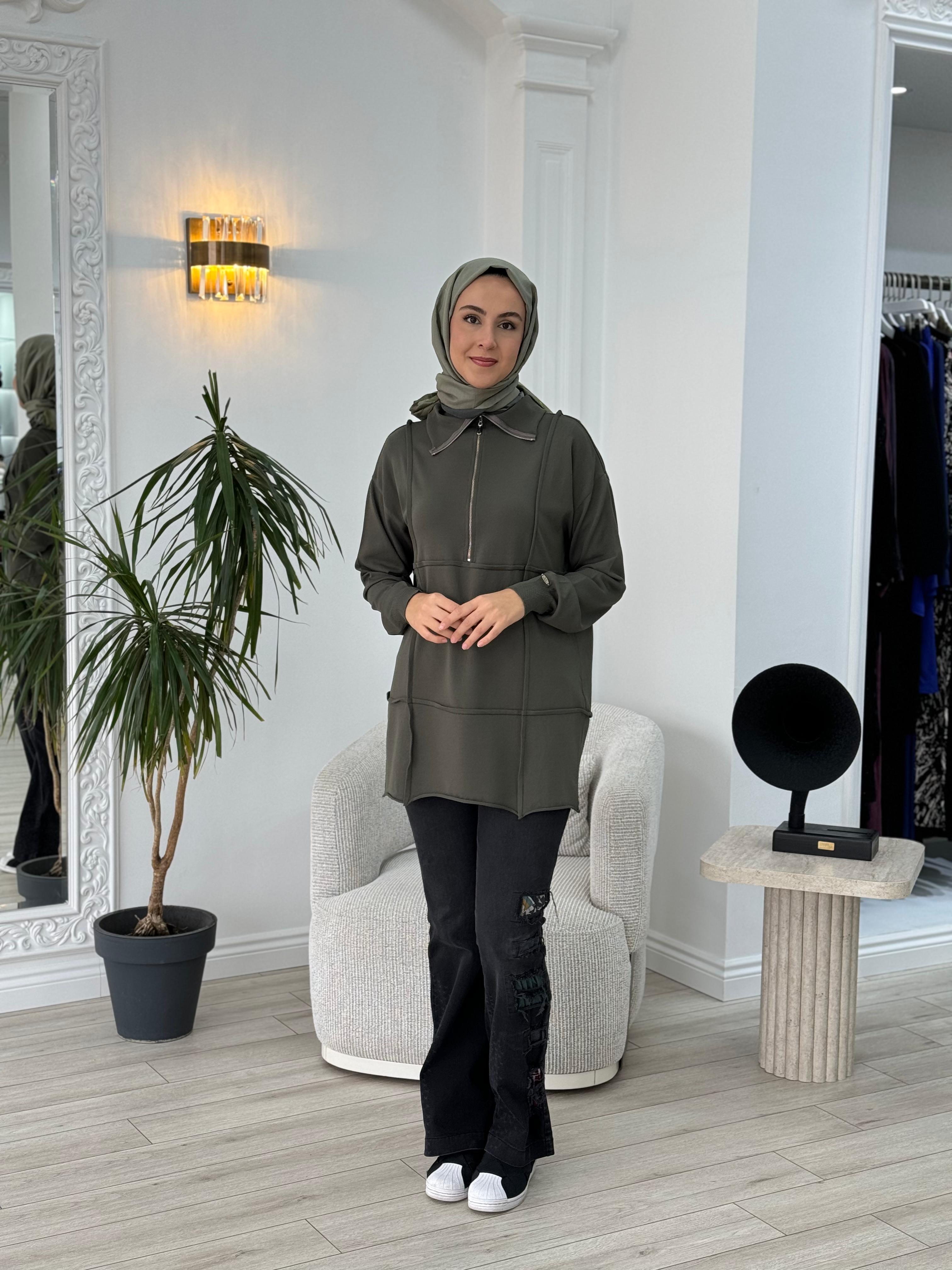 Misswhence Fermuarlı Triko Tunik 36016