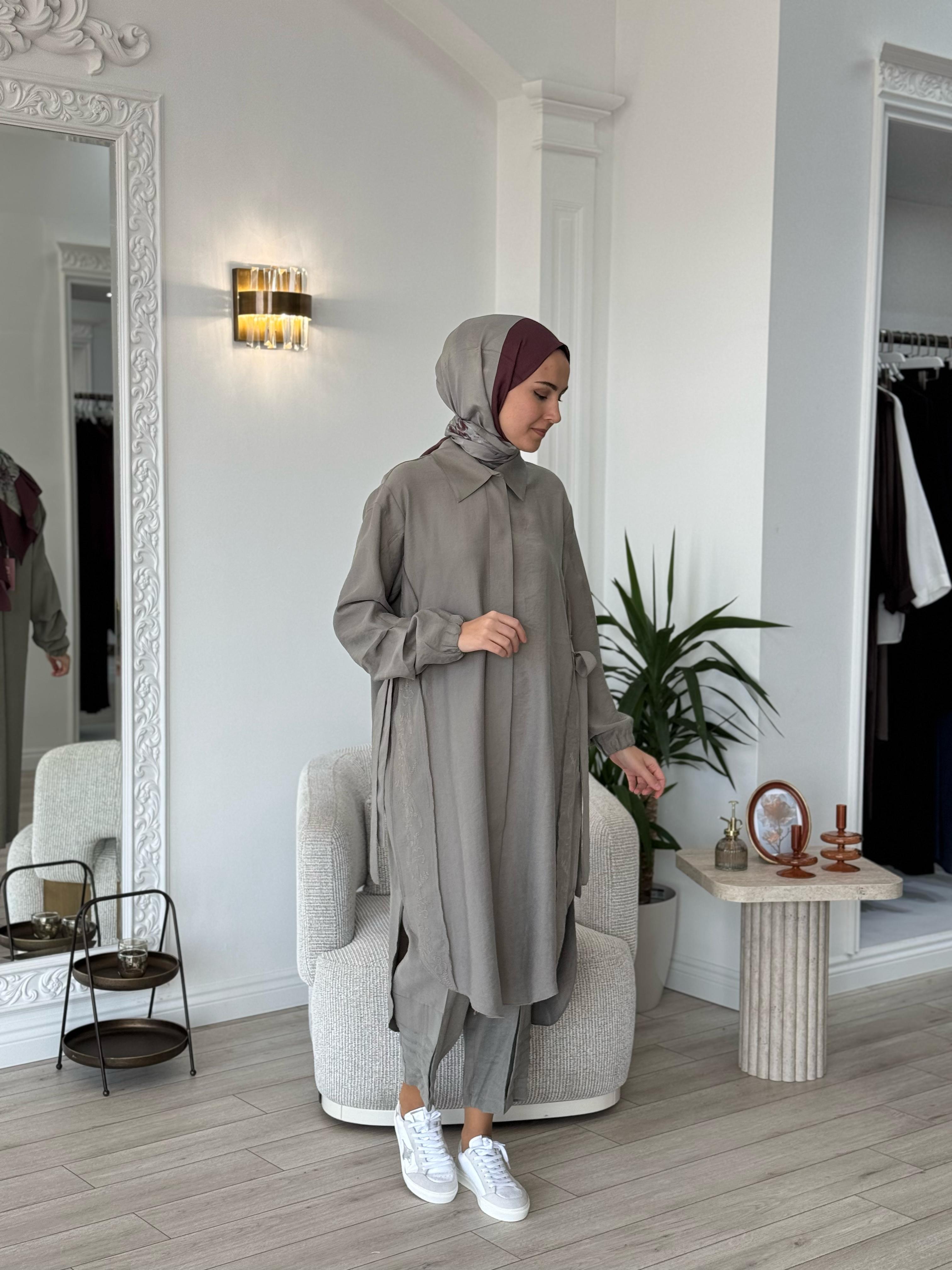 Misswhence Gömlek Pantolon Takım Gri 37301