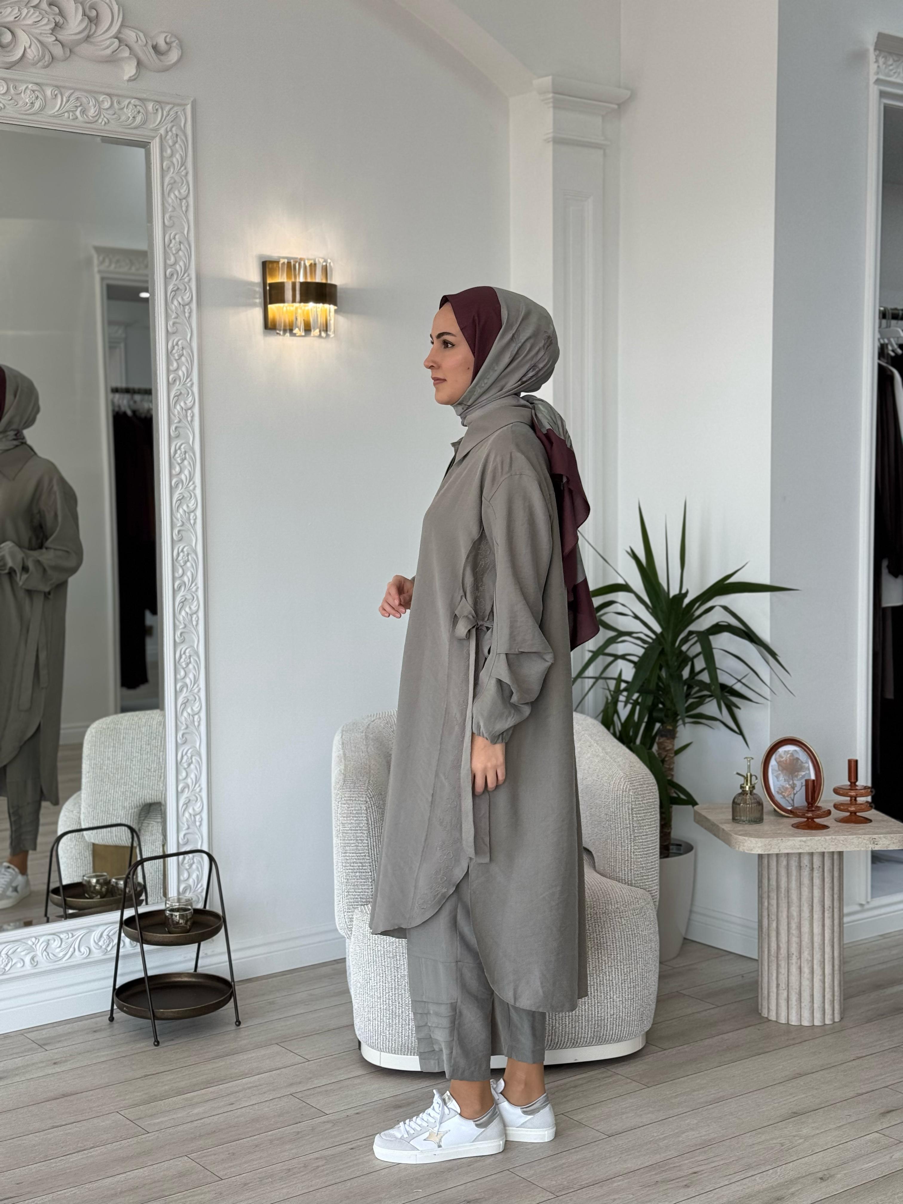 Misswhence Gömlek Pantolon Takım Gri 37301