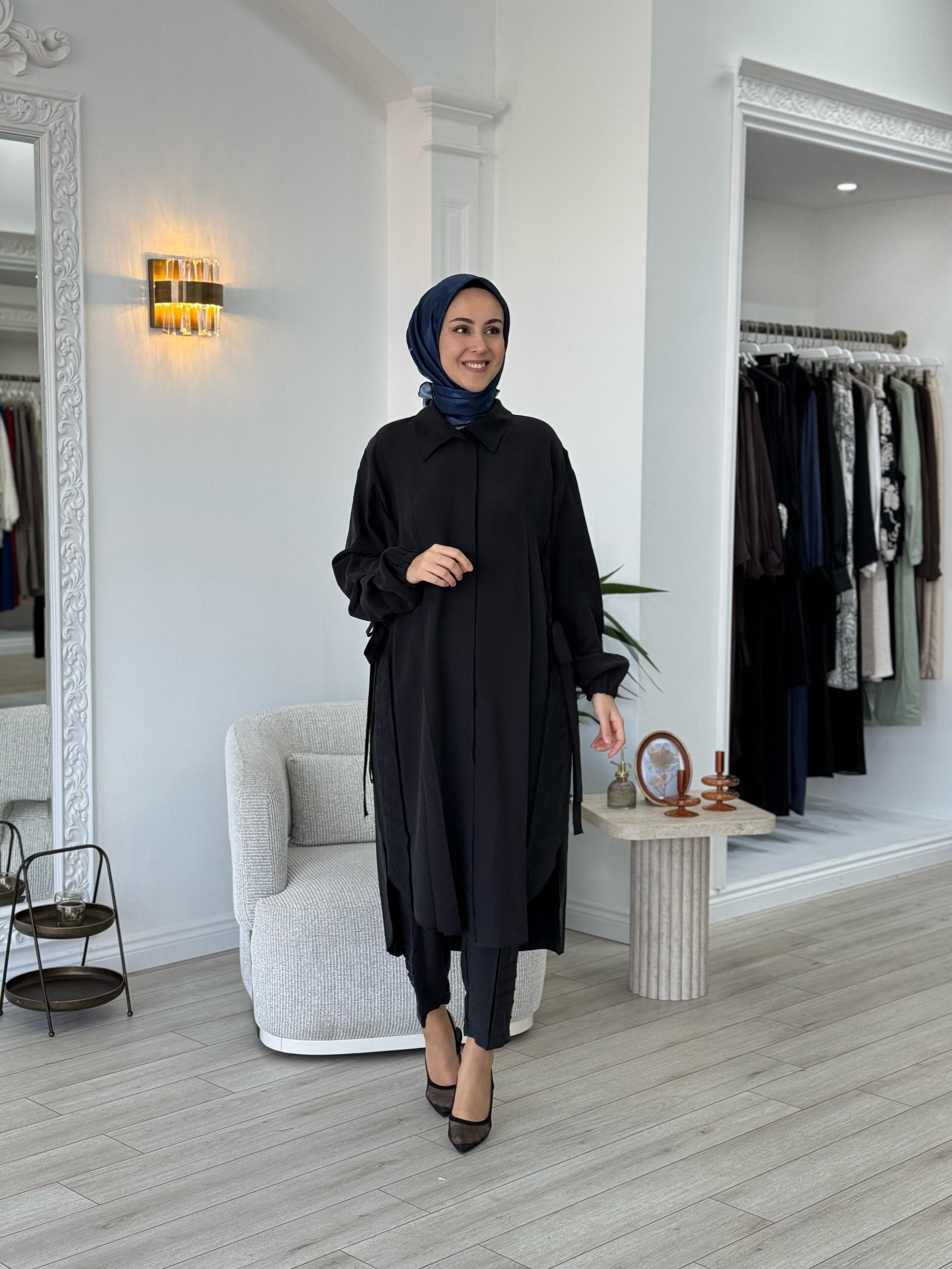 Misswhence Gömlek Pantolon Takım Siyah  37301