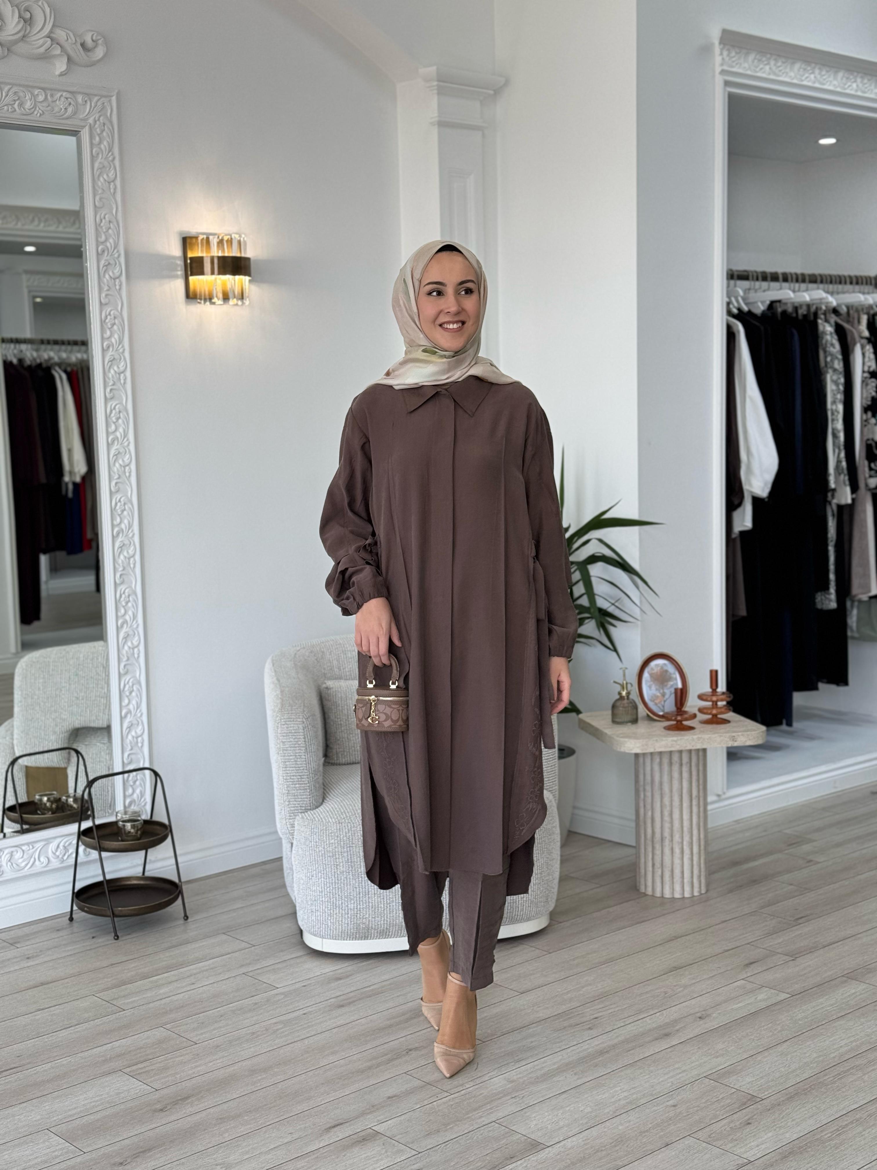 Misswhence Gömlek Pantolon Takım Vizon 37301