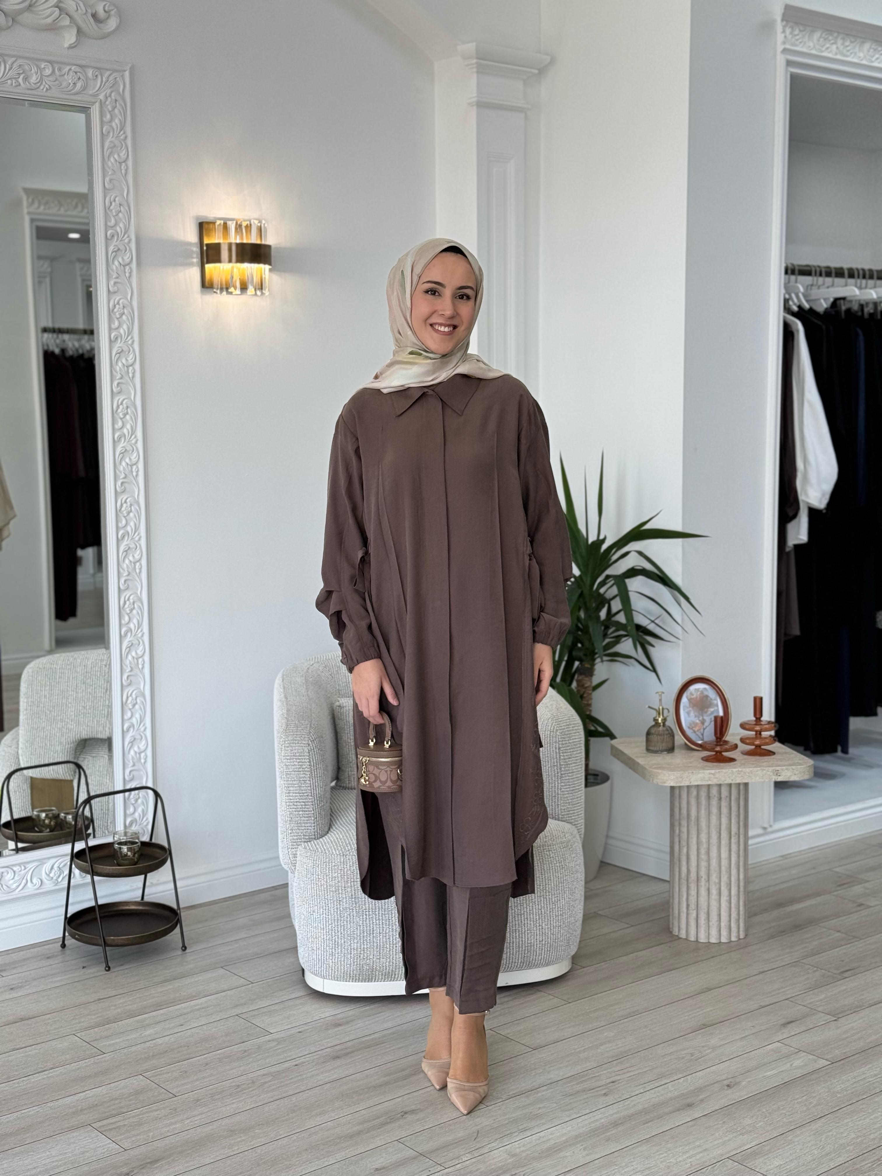 Misswhence Gömlek Pantolon Takım Vizon 37301