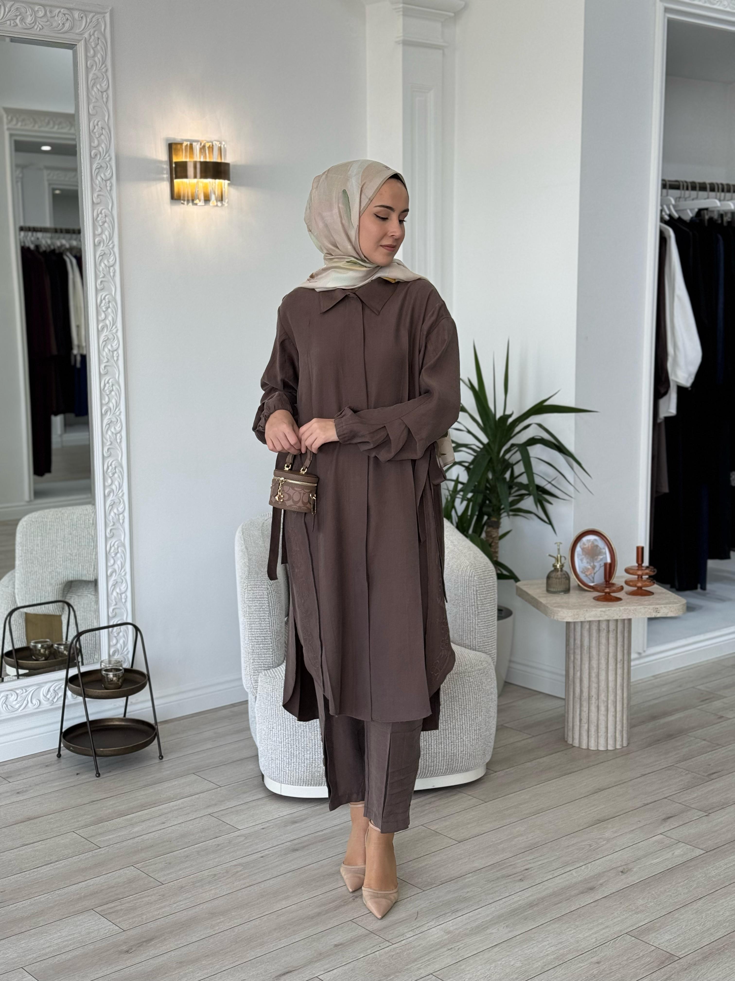 Misswhence Gömlek Pantolon Takım Vizon 37301