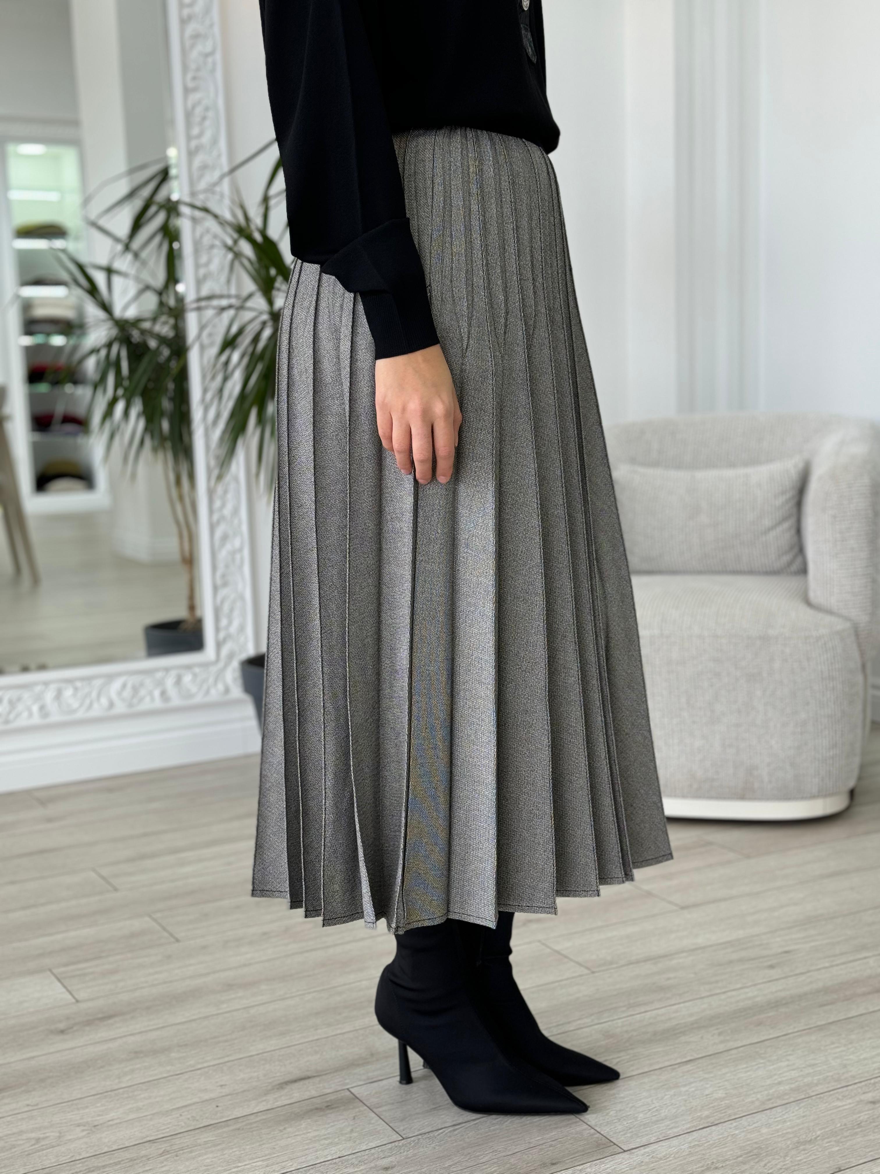 Misswhence Gri Piliseli Etek 36908