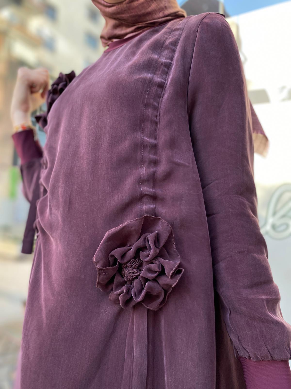 Misswhence Gül Detaylı İpek Tunik Bordo 34026