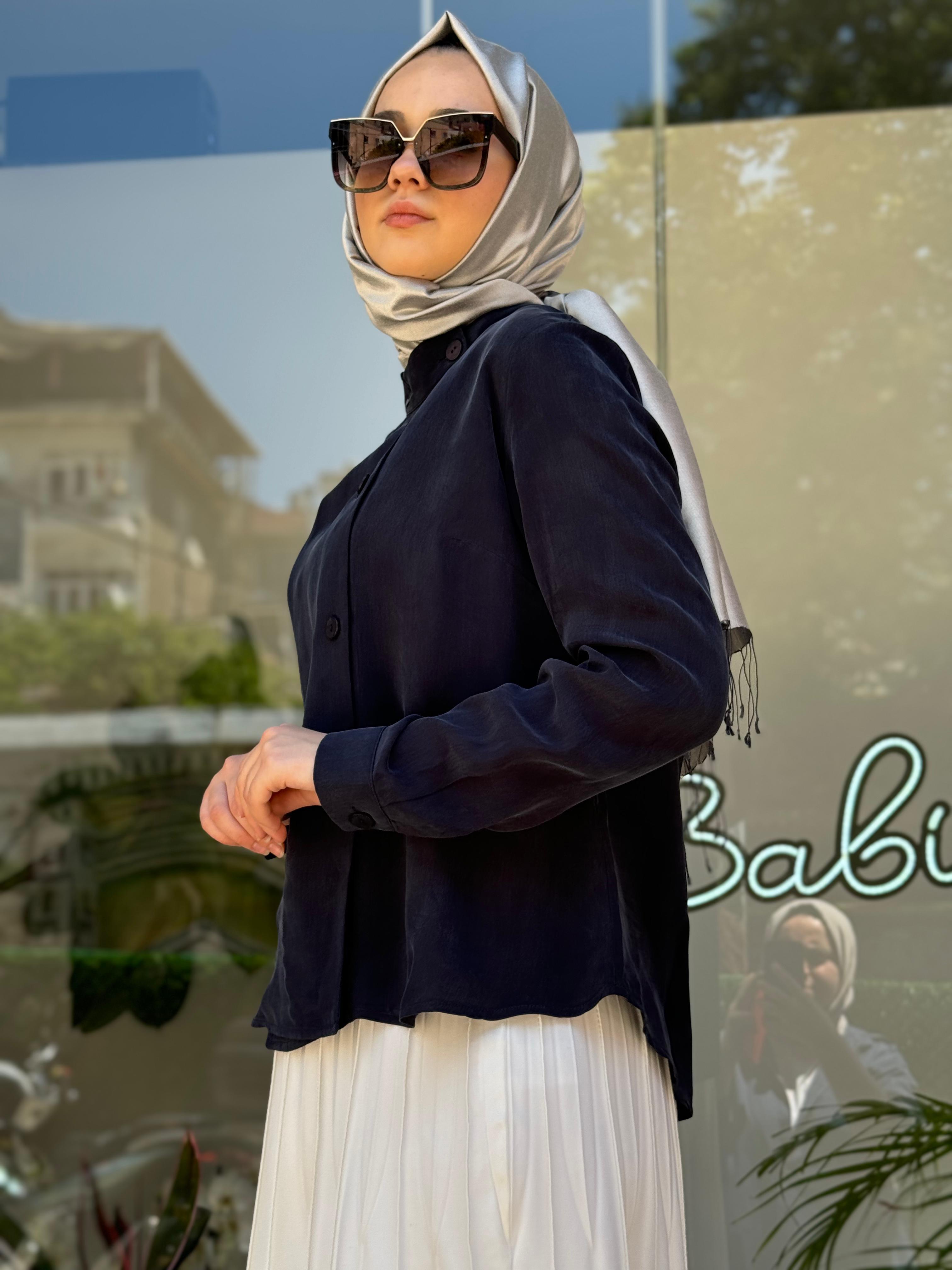 Misswhence İpek Ceket Lacivert 35208