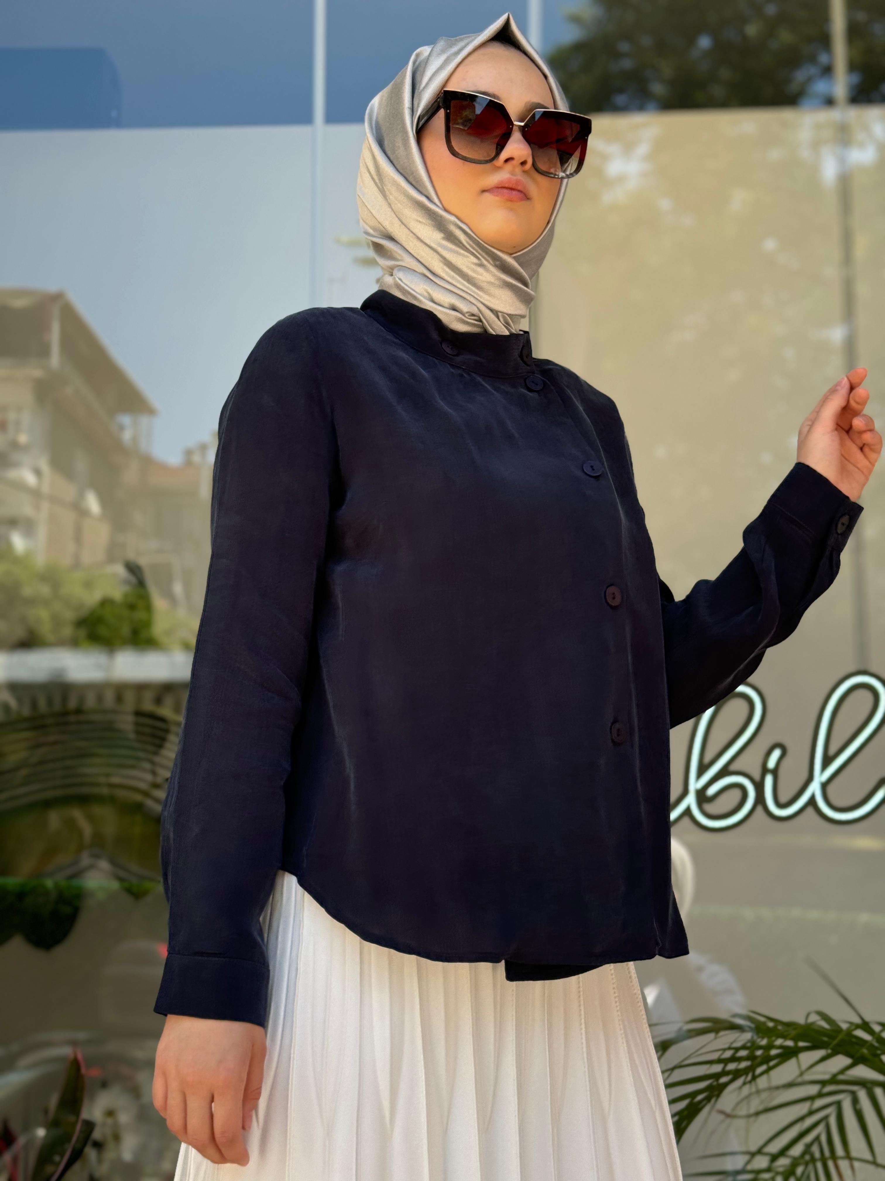 Misswhence İpek Ceket Lacivert 35208